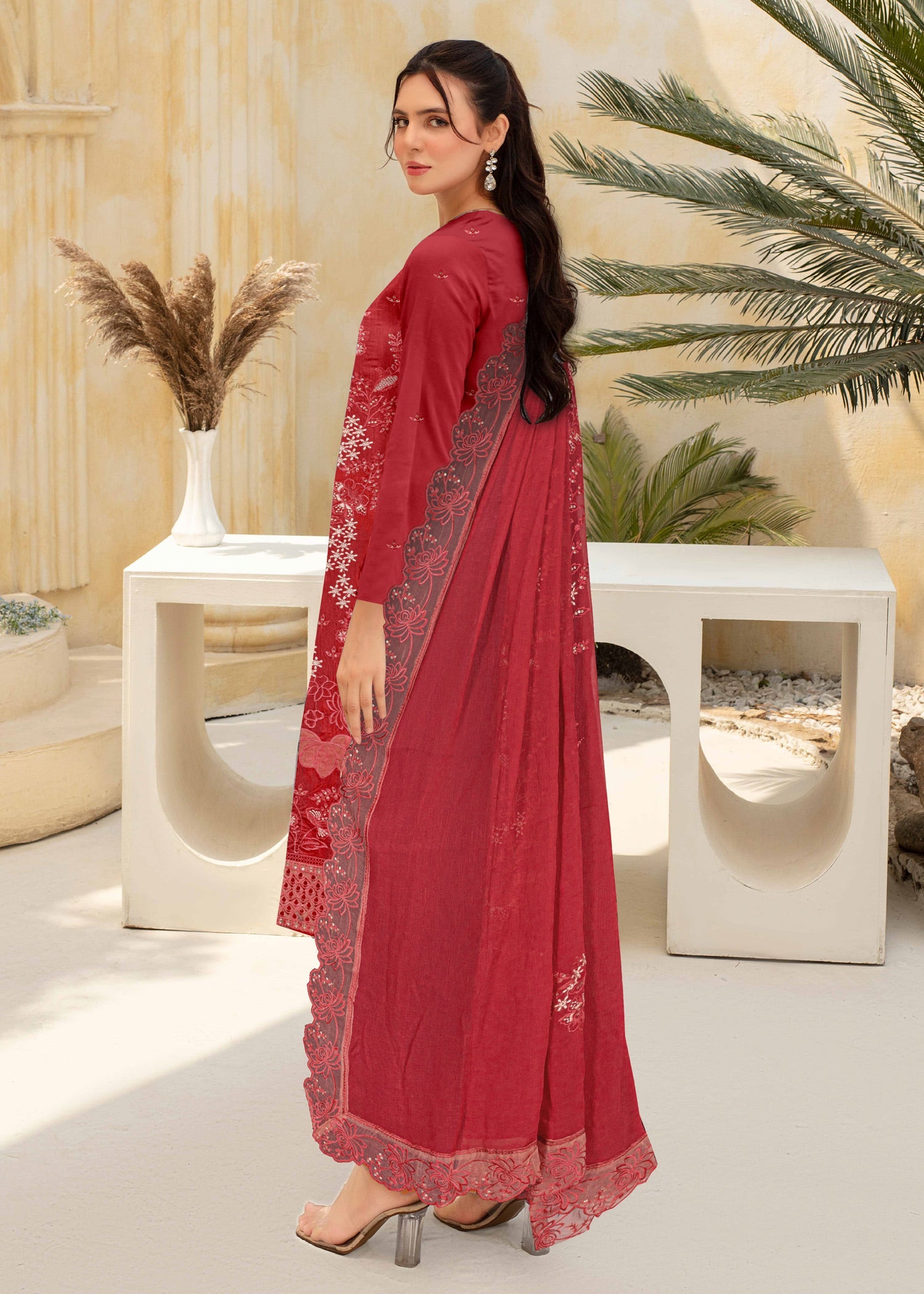 viscose Unstitched in Red
