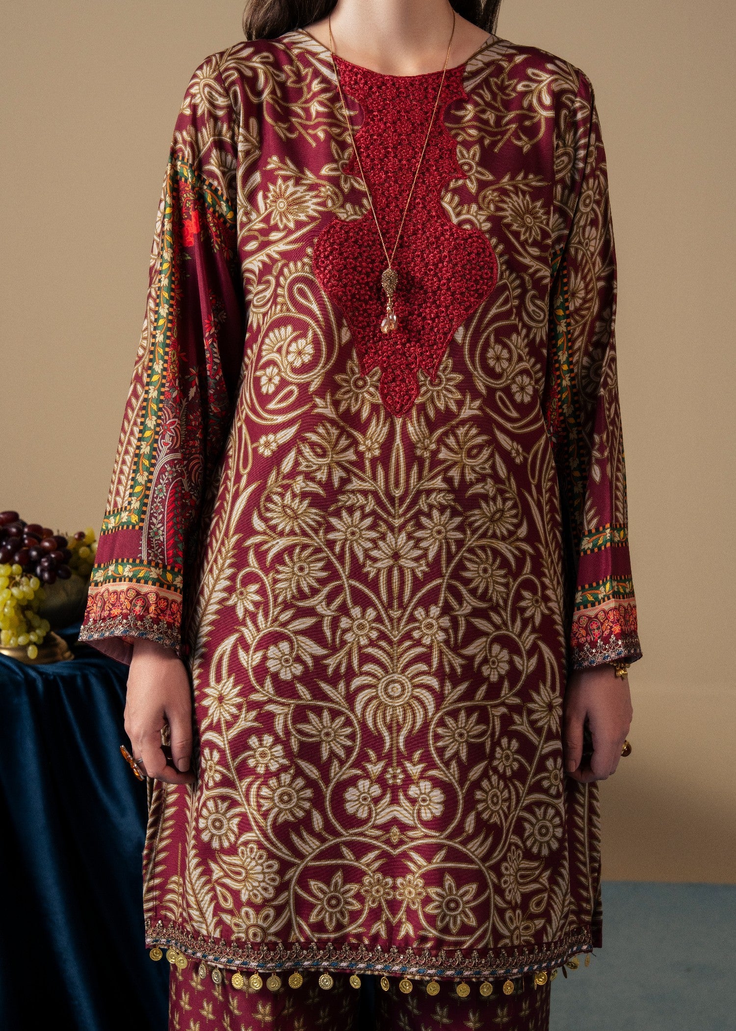 poly silk Kurta Set in Maroon