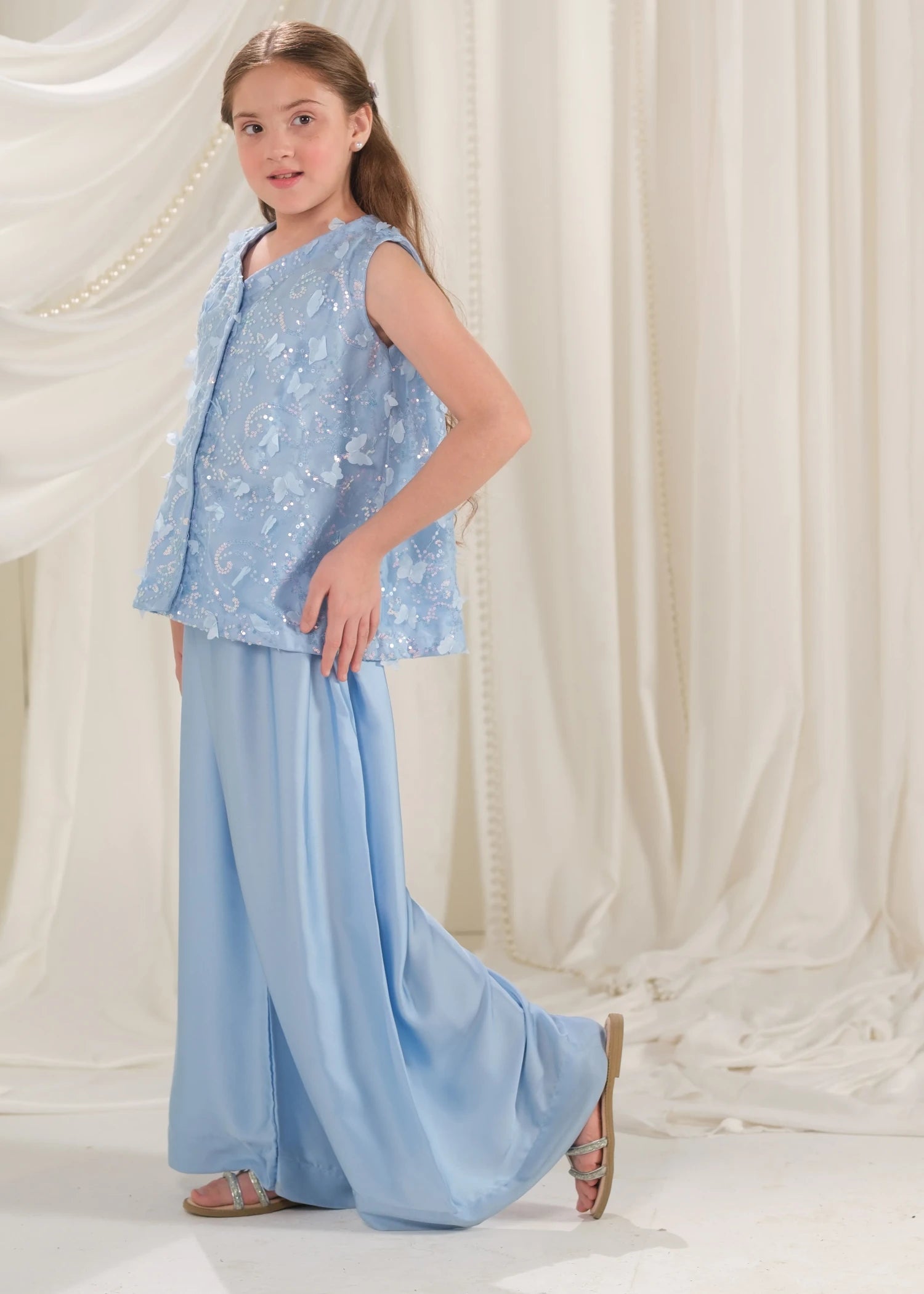 silk Sharara in Sky blue