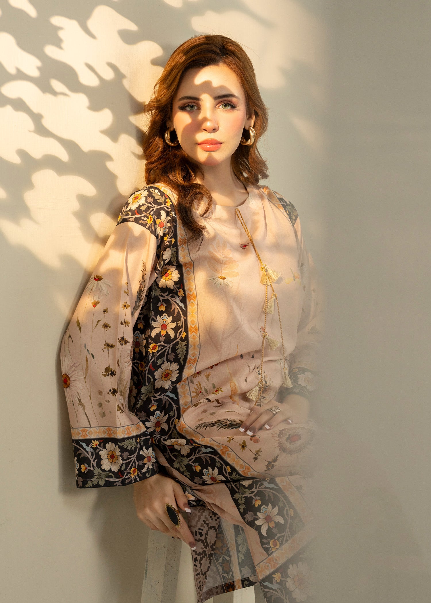 silk Kaftan in Beige