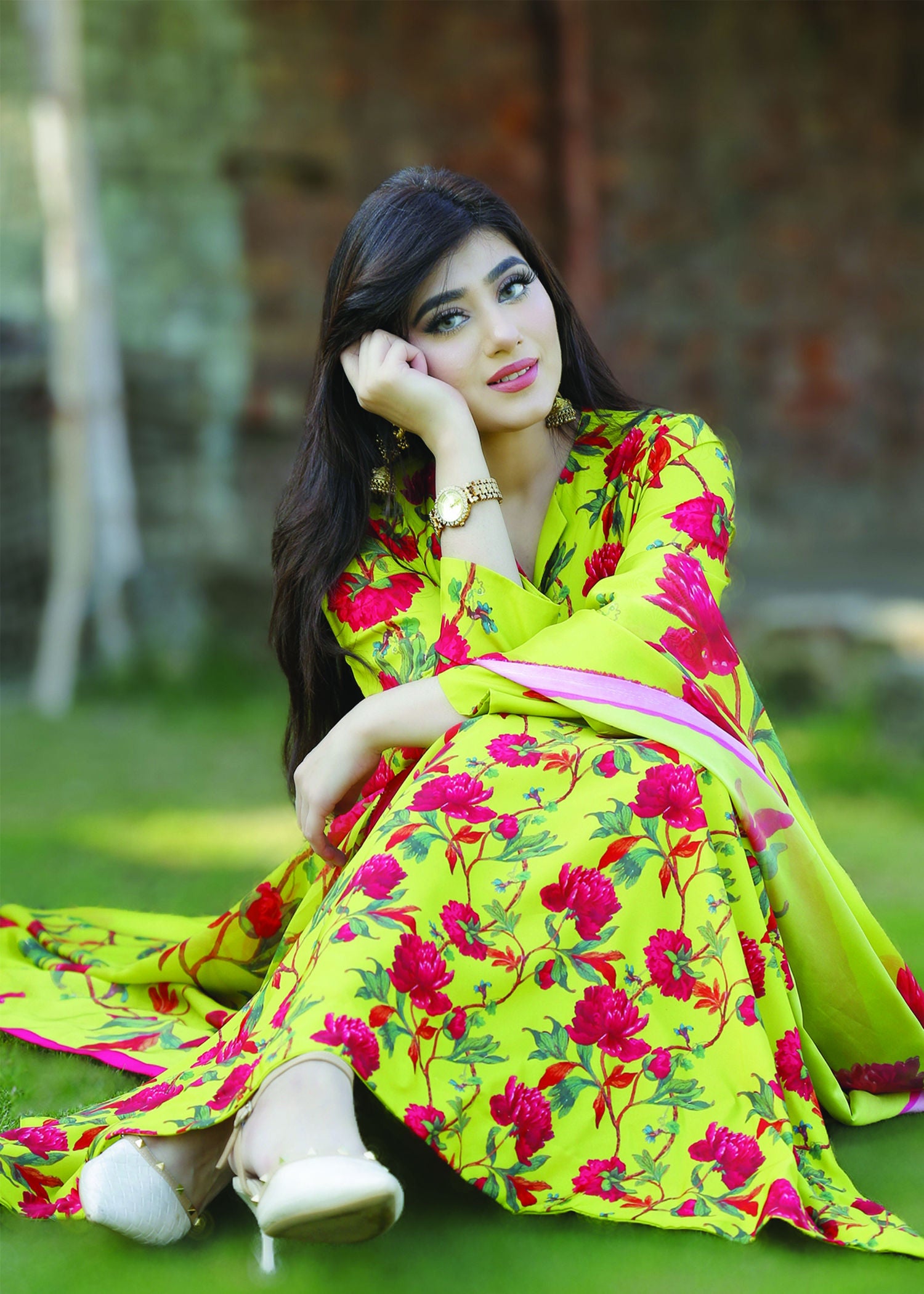 crepe Kurta Set in Pistachio green