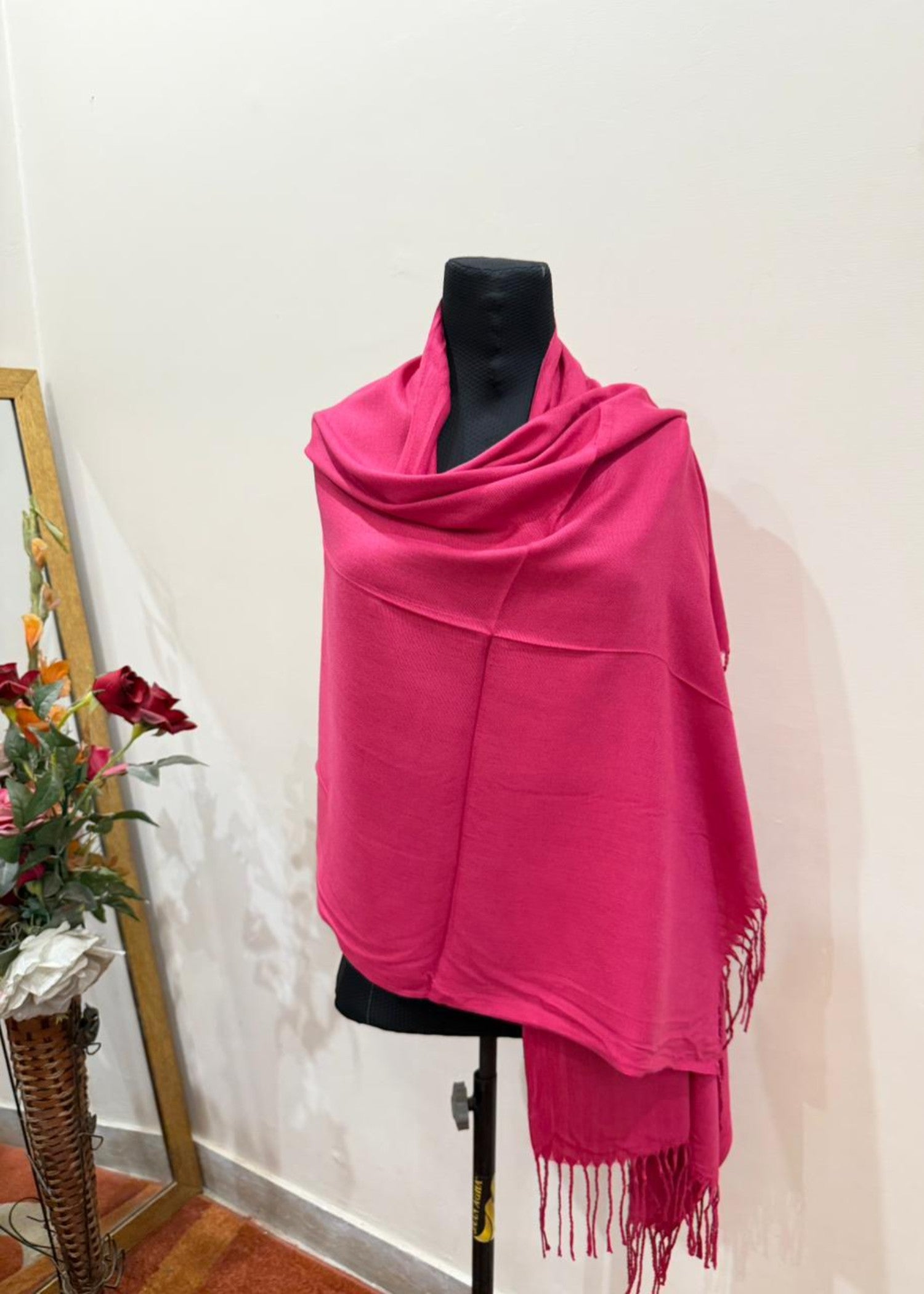 cashmere wool Hijab in Hot pink