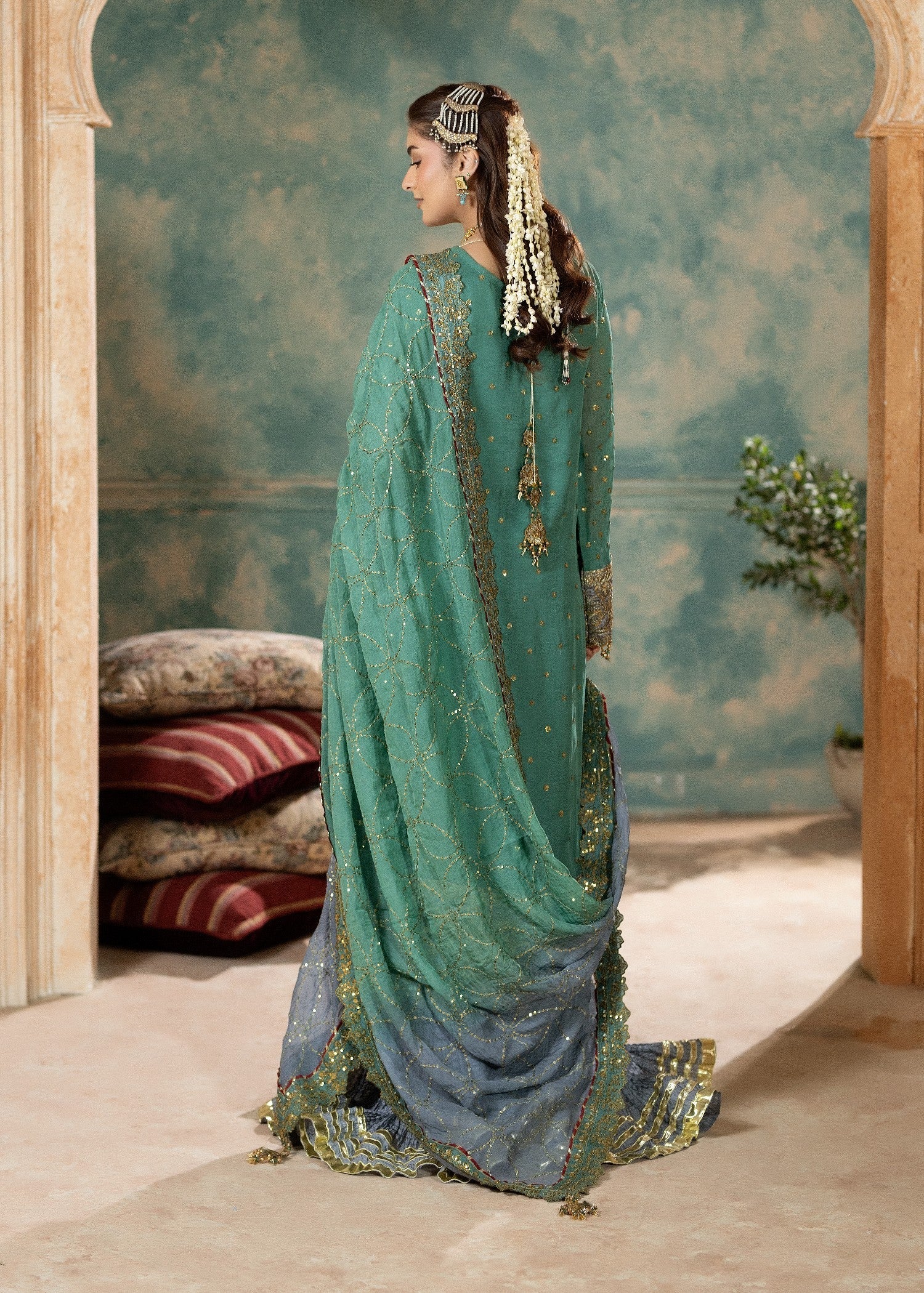 chiffon Sharara in Green