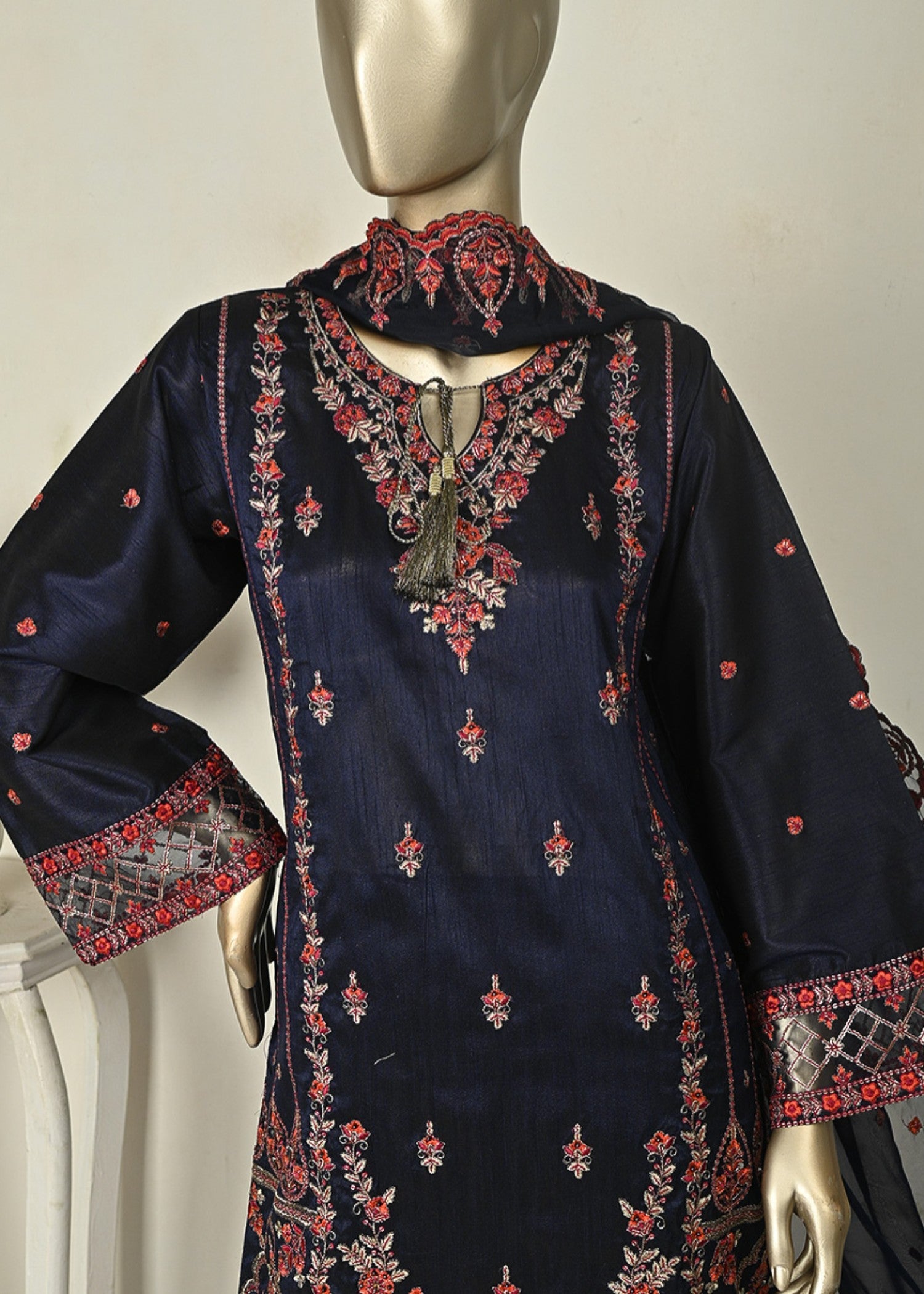 raw silk Kurta Set in Moonlight blue