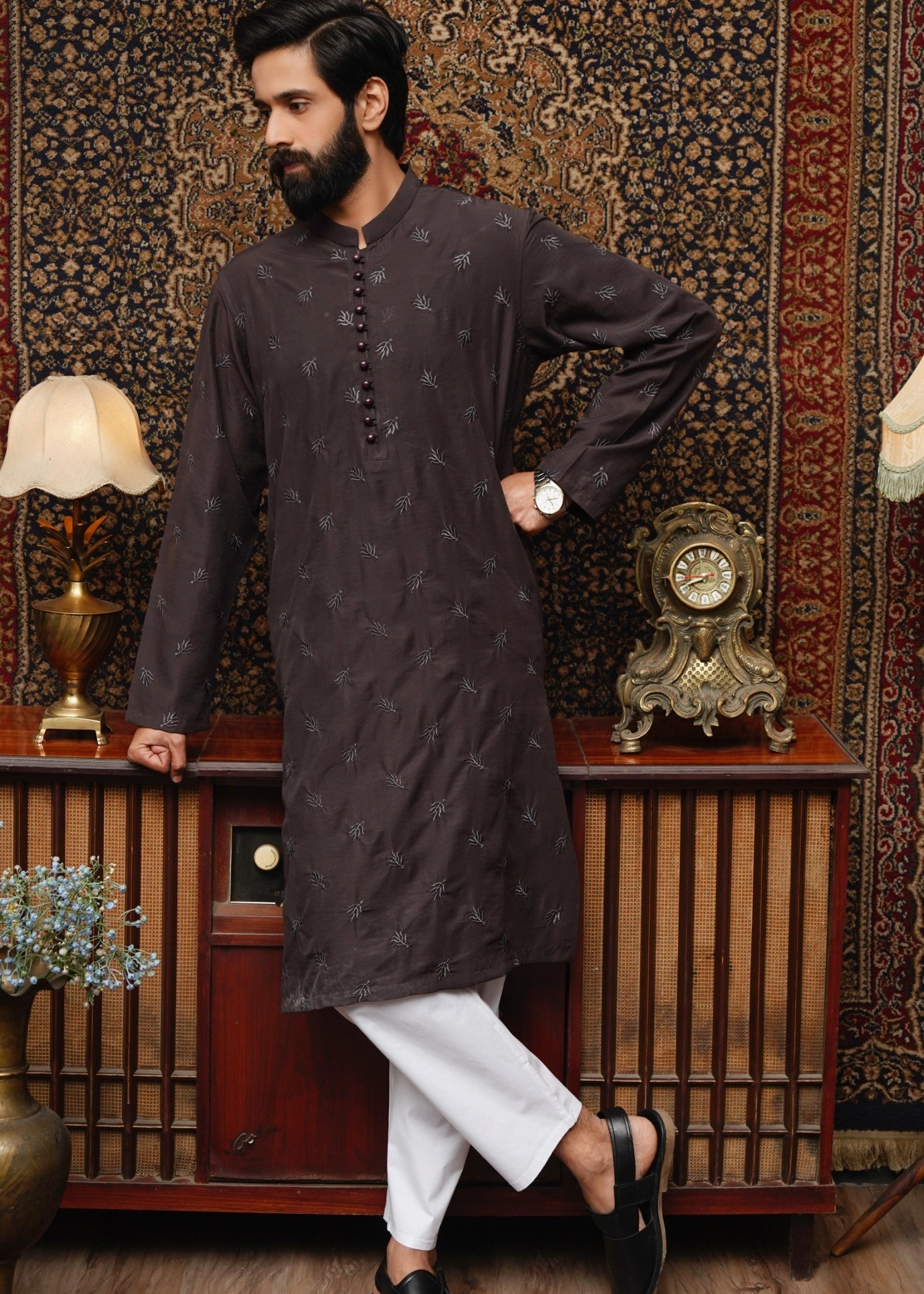 wash & wear Kurta in Chocolate brown by Maqsood Garments