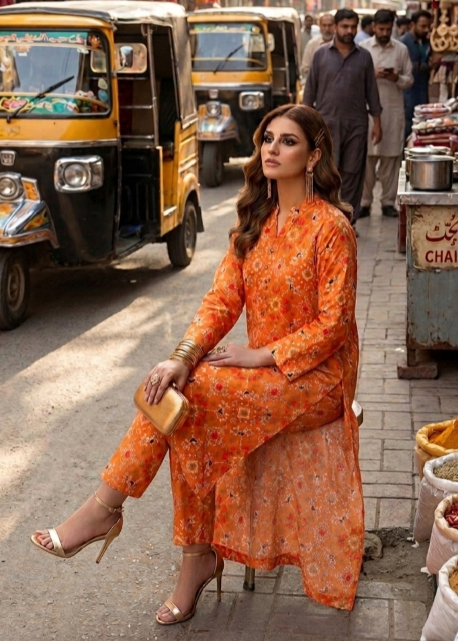 pure viscose Kaftan in Orange