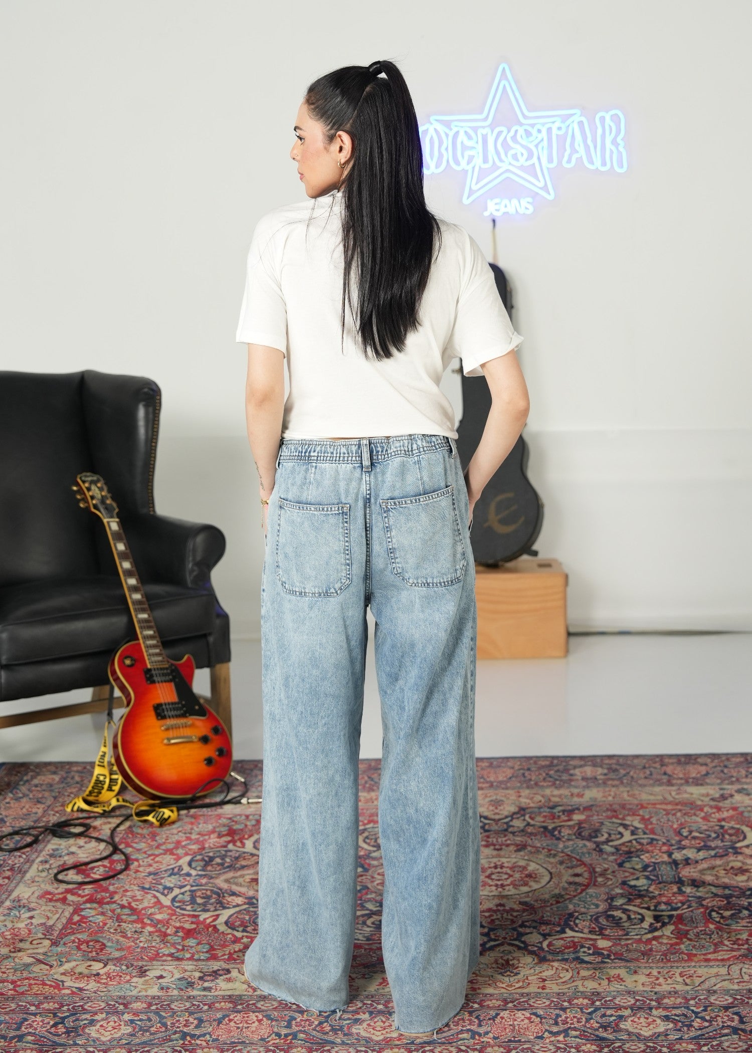 acid-wash denim Jeans in Light blue
