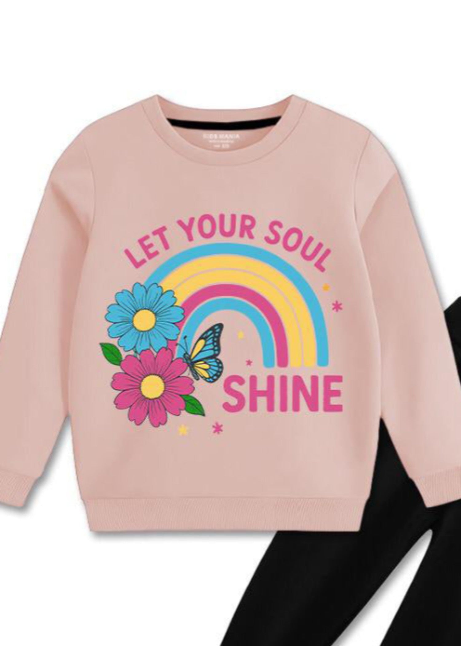 fleece Sweatshirt in Peach pink, black
