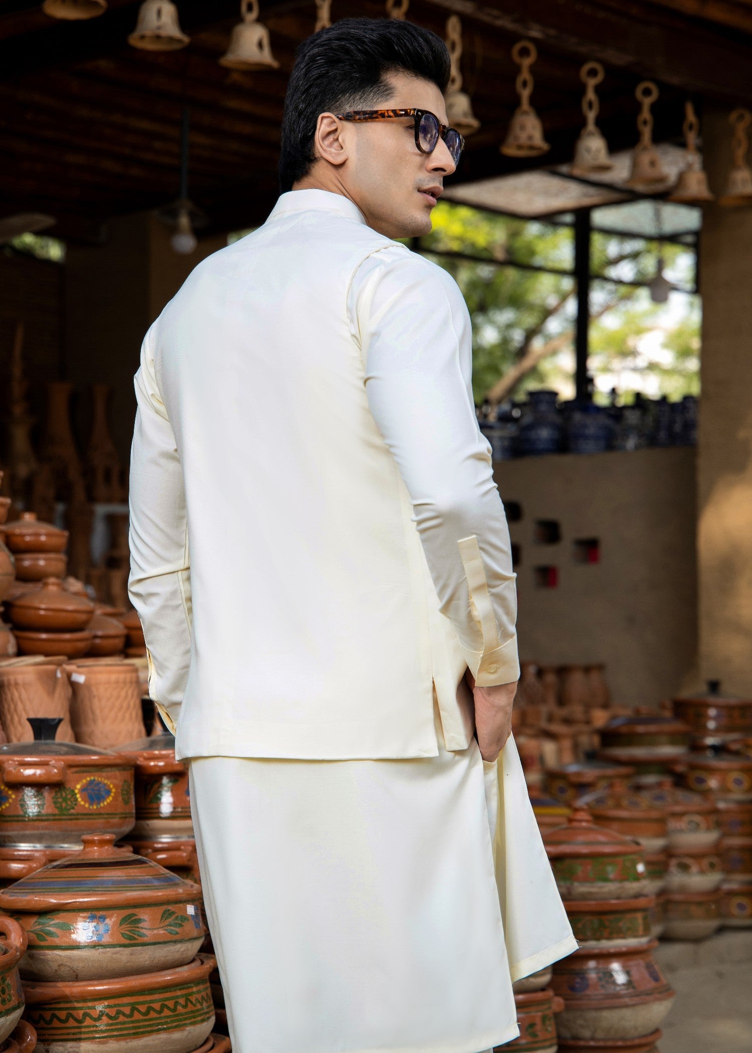 boski Waistcoat in Cream by Arif Ashraf