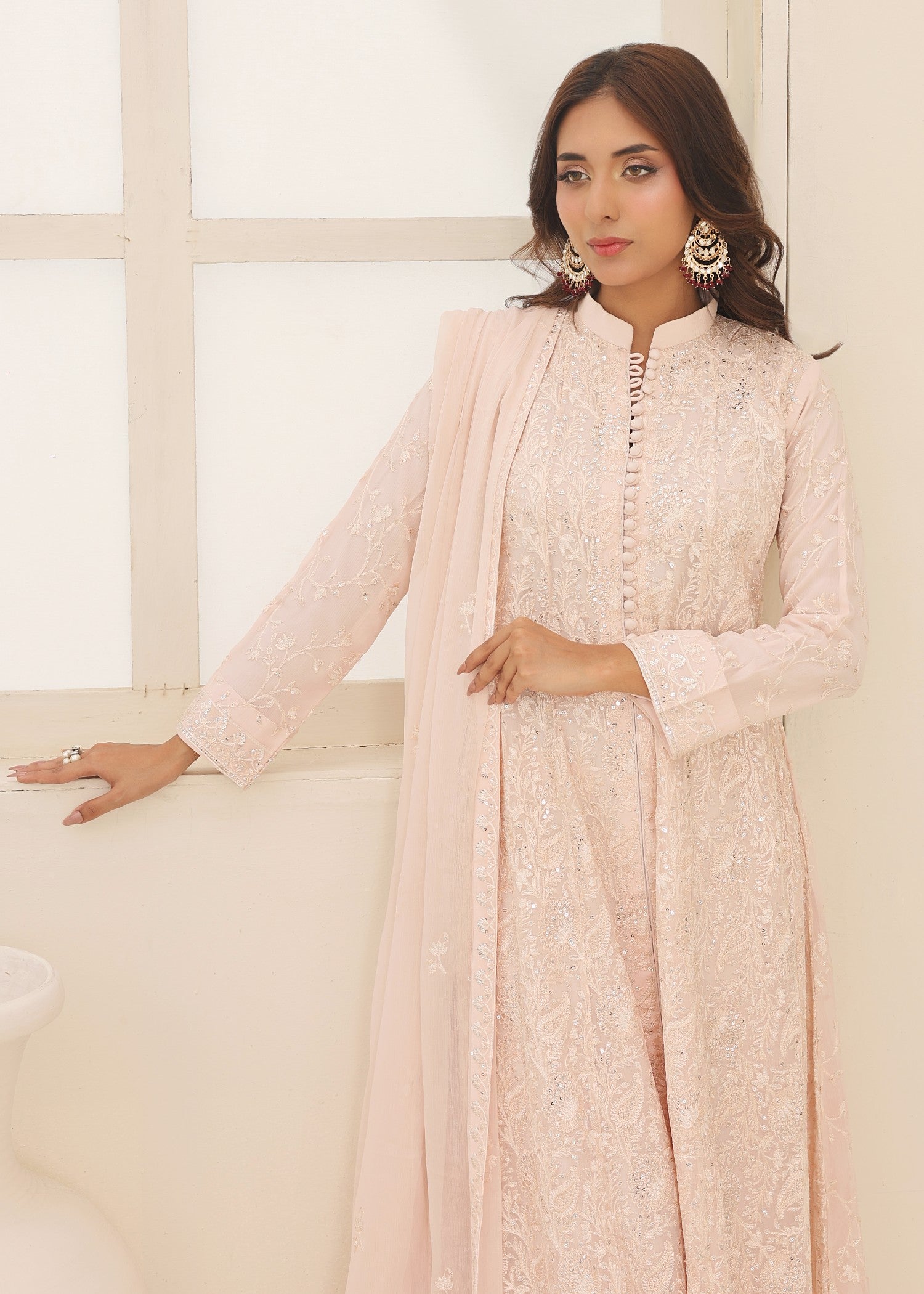 bemberg crinkle chiffon Maxi in Peach orange