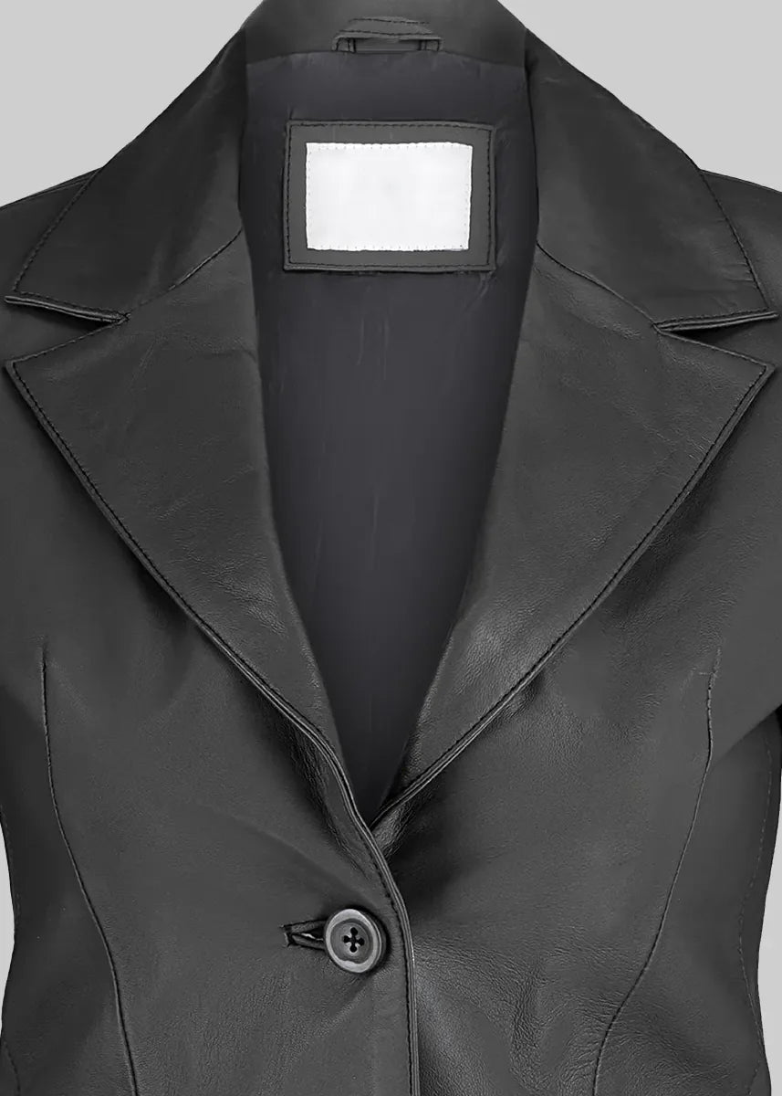 leather Blazer in Black