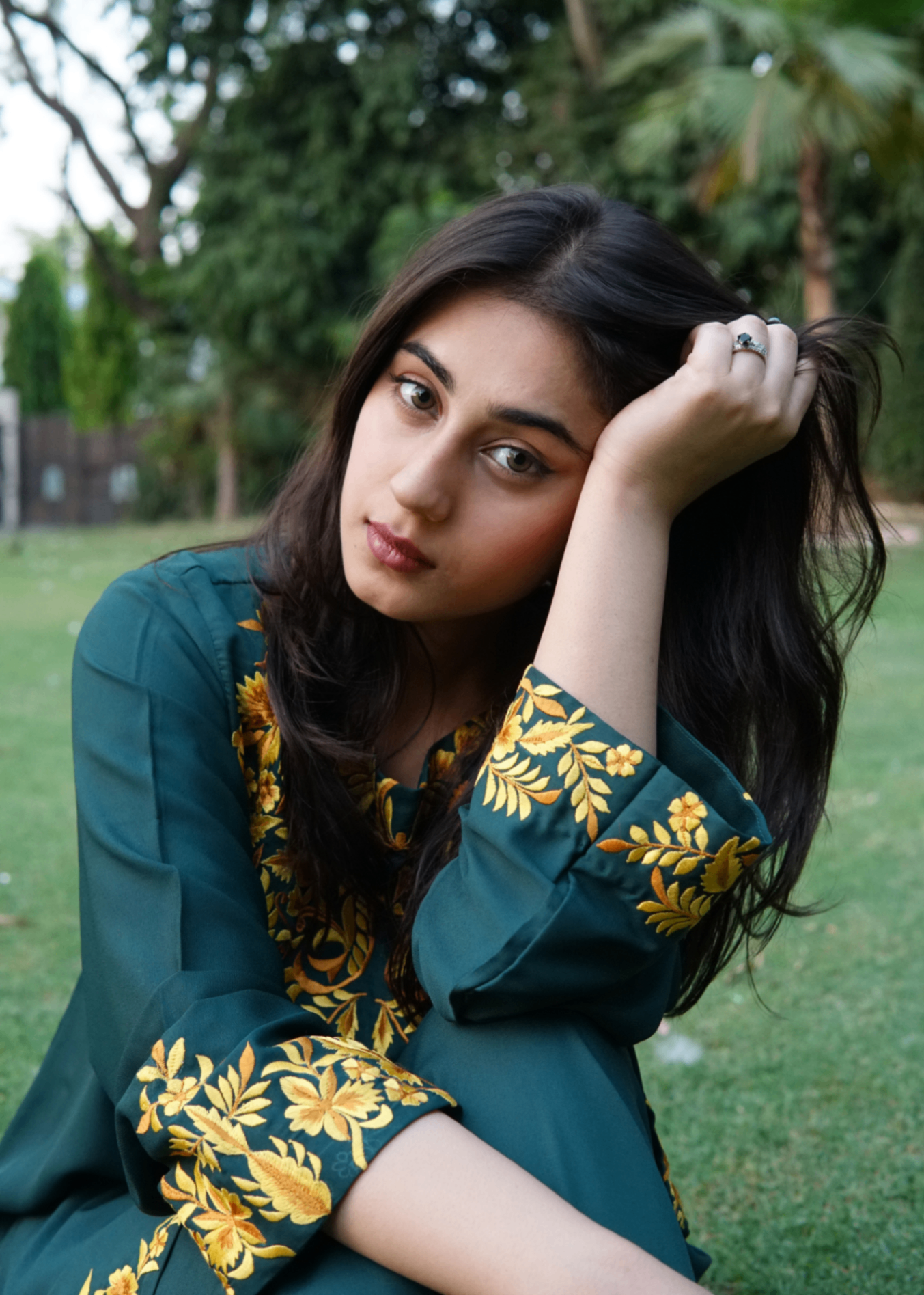 grip Kurta Set in Sea green