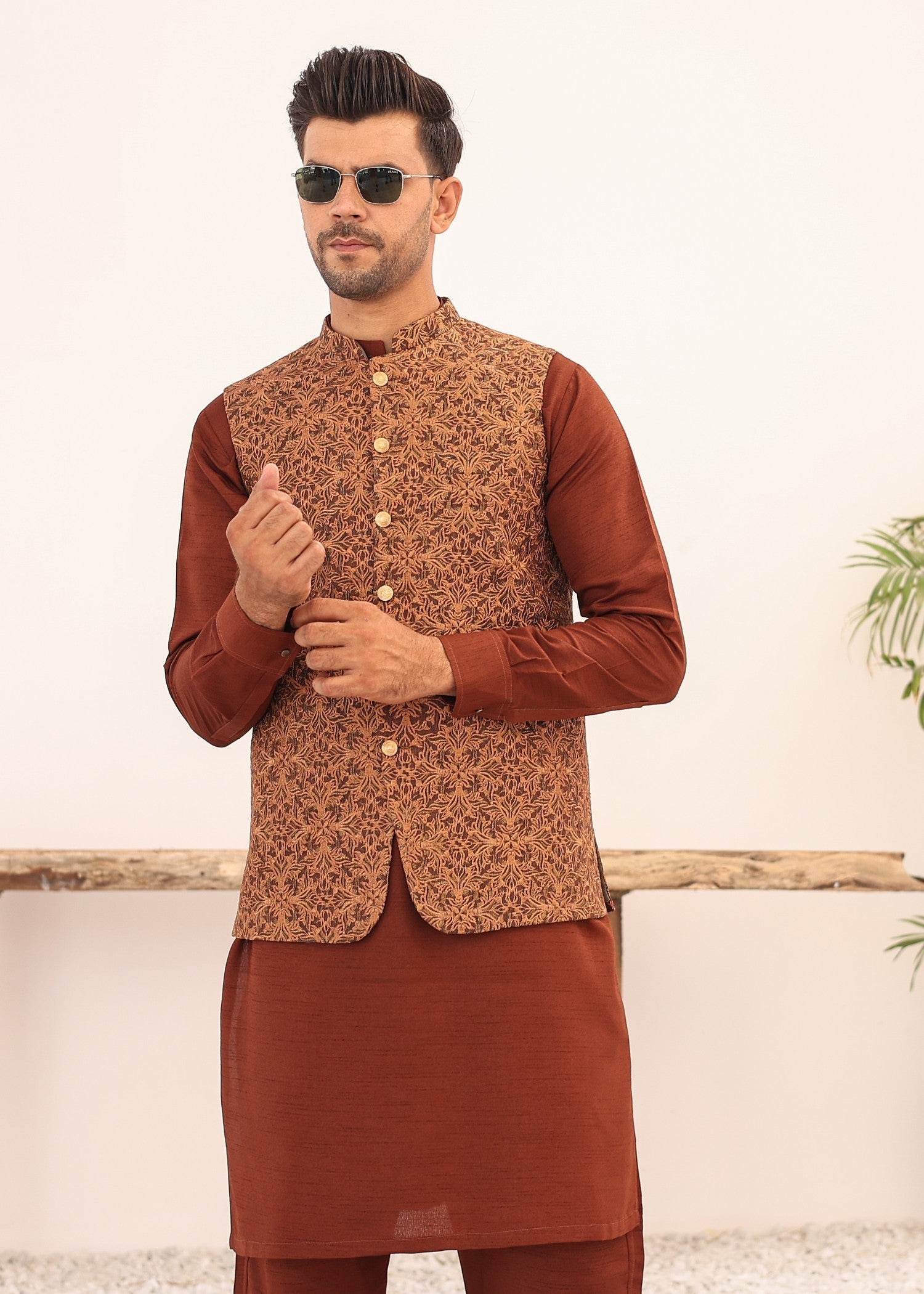masuri Waistcoat in Rust orange