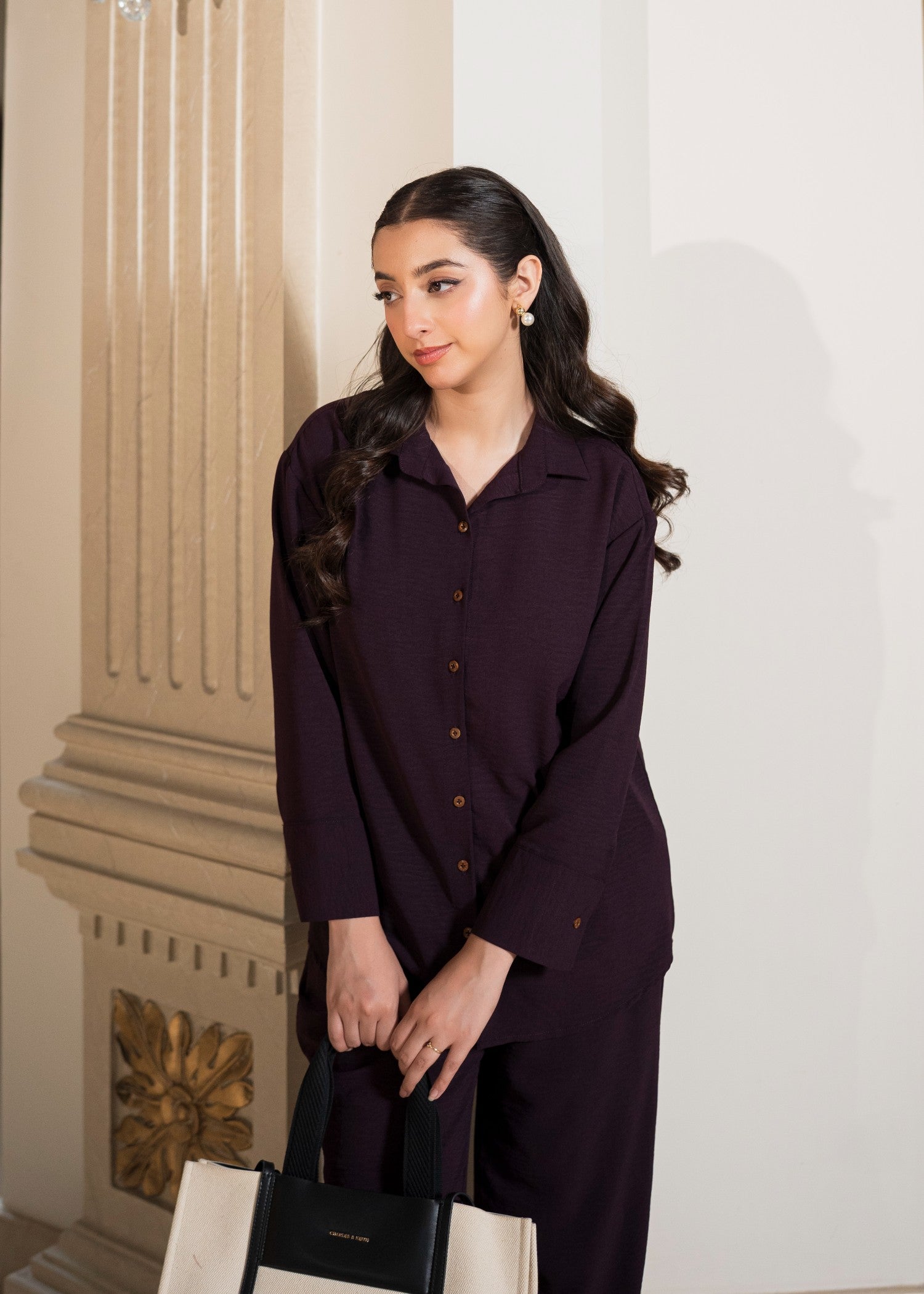 cotton-spandex Co ord Sets in Deep purple