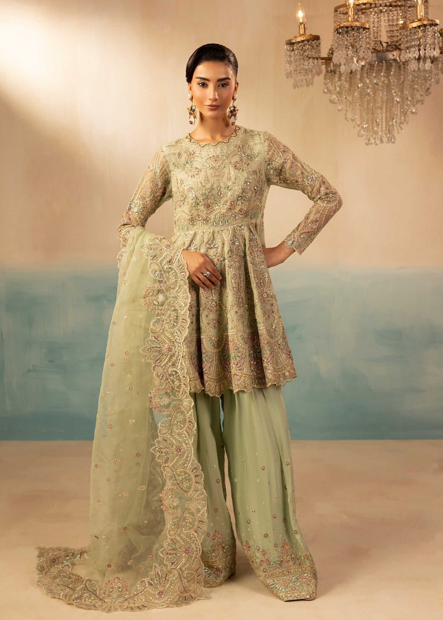 organza Peplum in Mint green