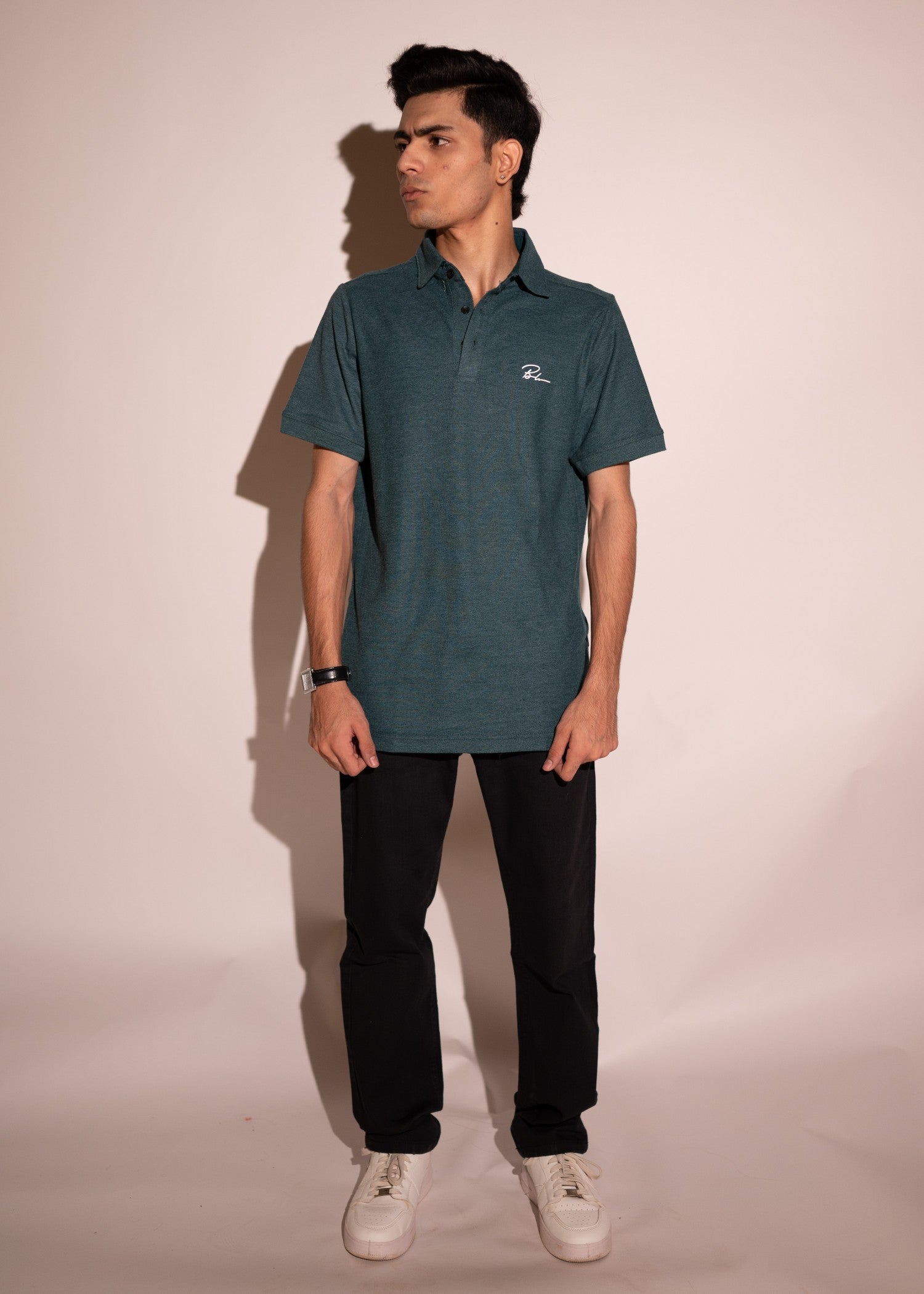 cotton Polo Shirt in Eucalyptus green