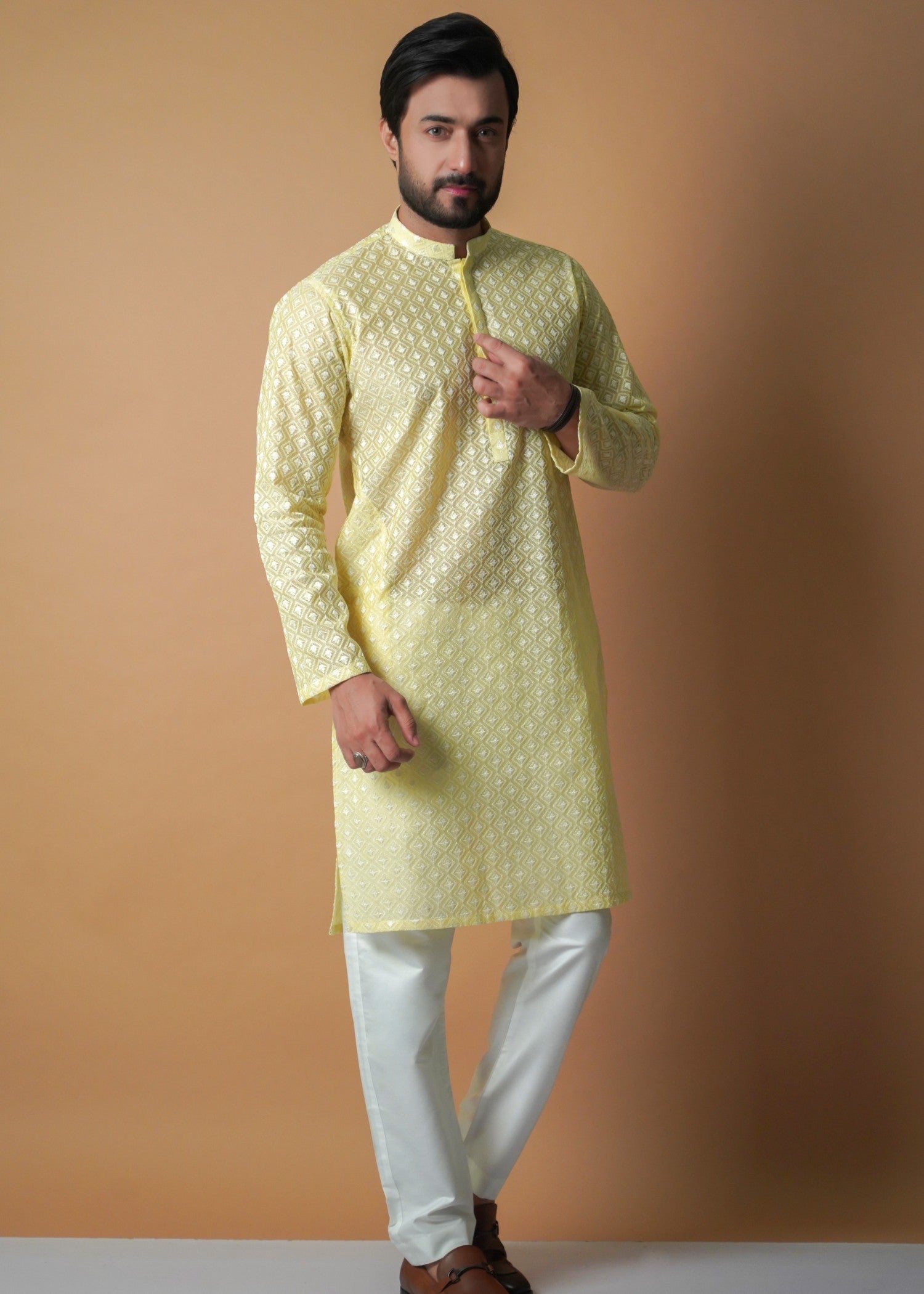 cotton Kurta Set in Mellow yellow