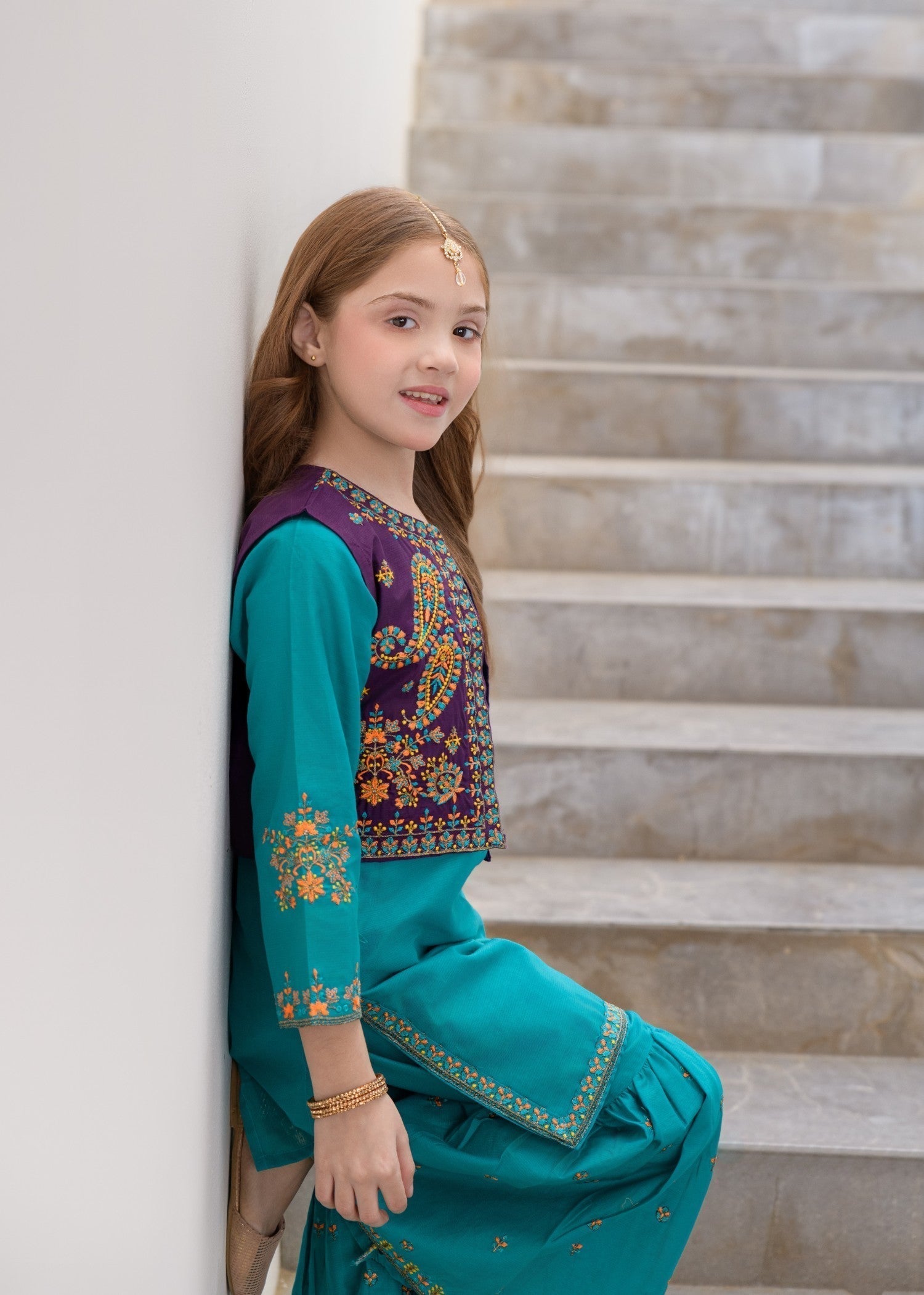 cotton Gharara in Teal