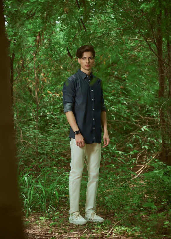 twill cotton Pants in White