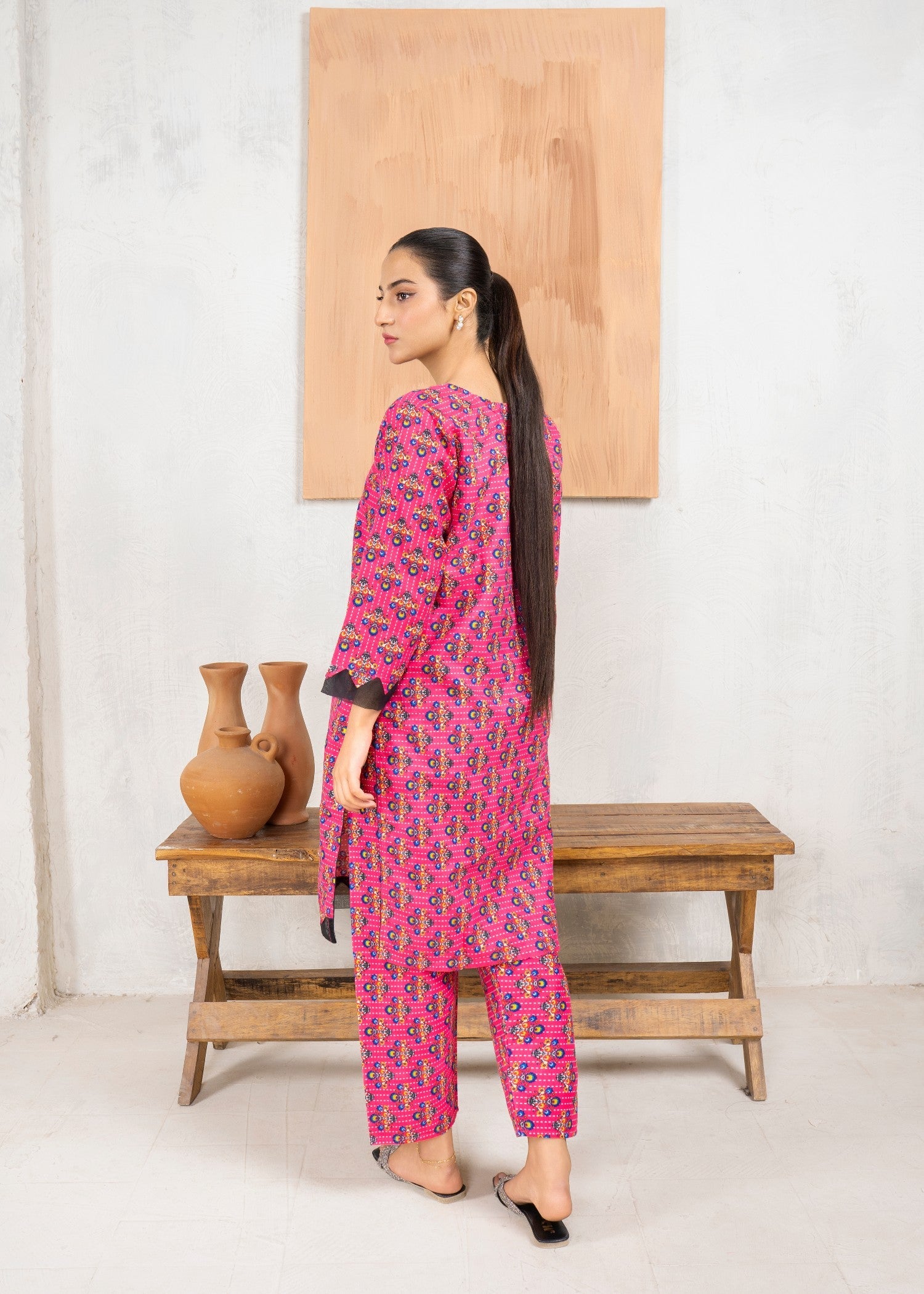 khaddar Co Ord Sets in Hot pink red