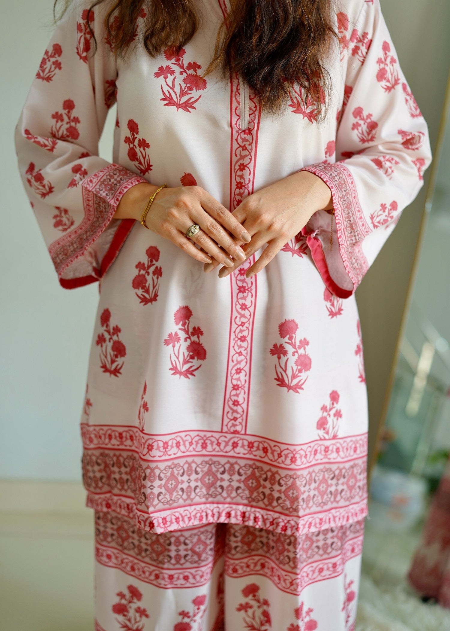 poly lawn Co Ord Sets in Blush pink