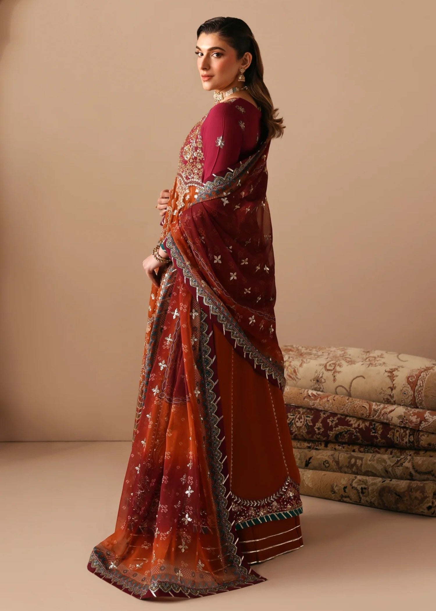 raw silk Maxi in Multi