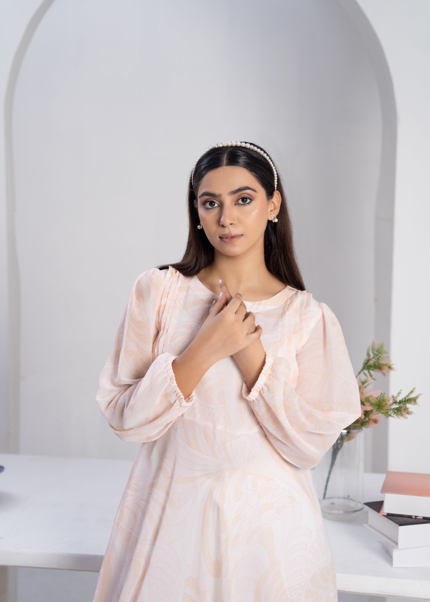 chiffon Dress in Pastel pink