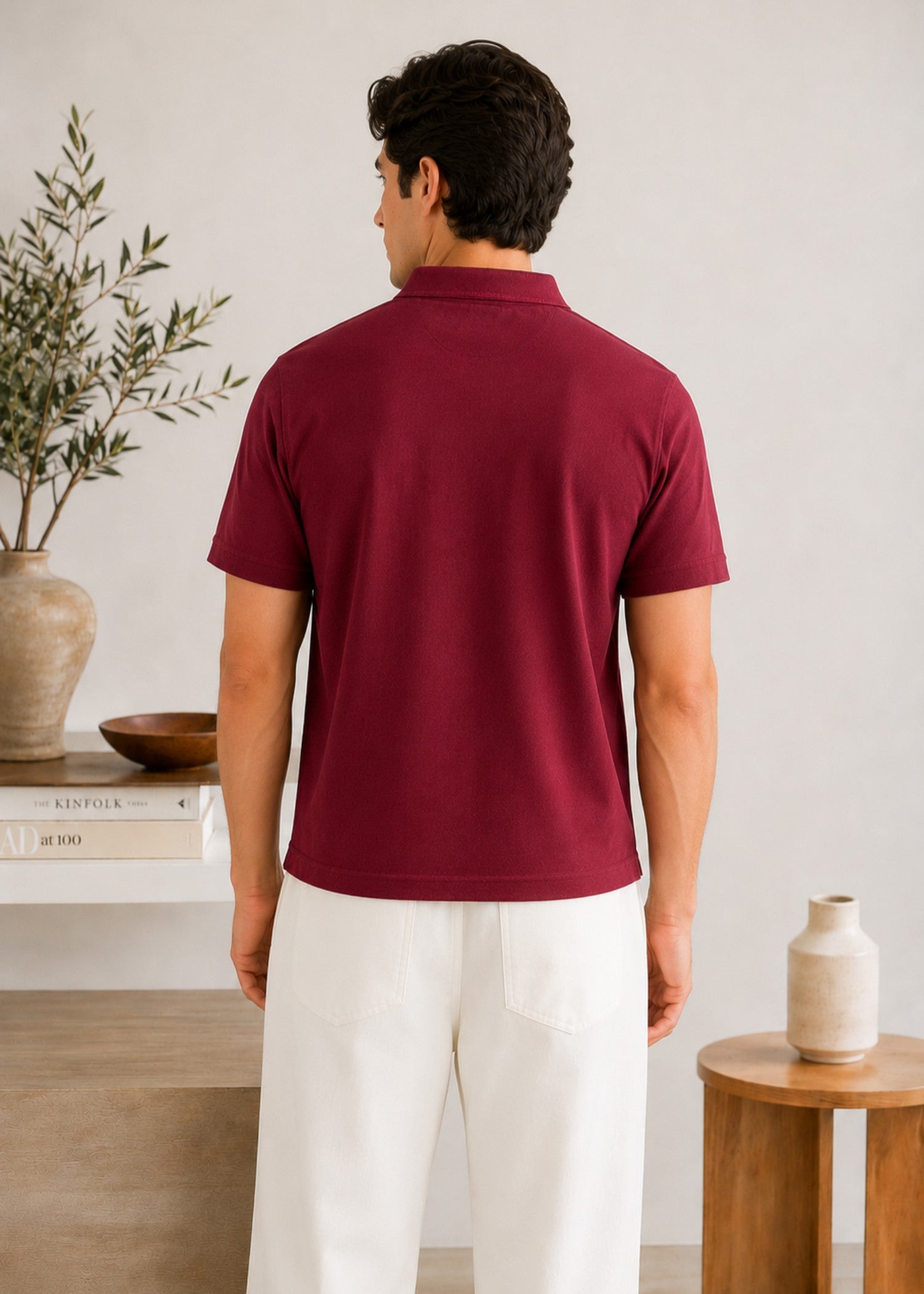 cotton pique Polo Shirt in Maroon