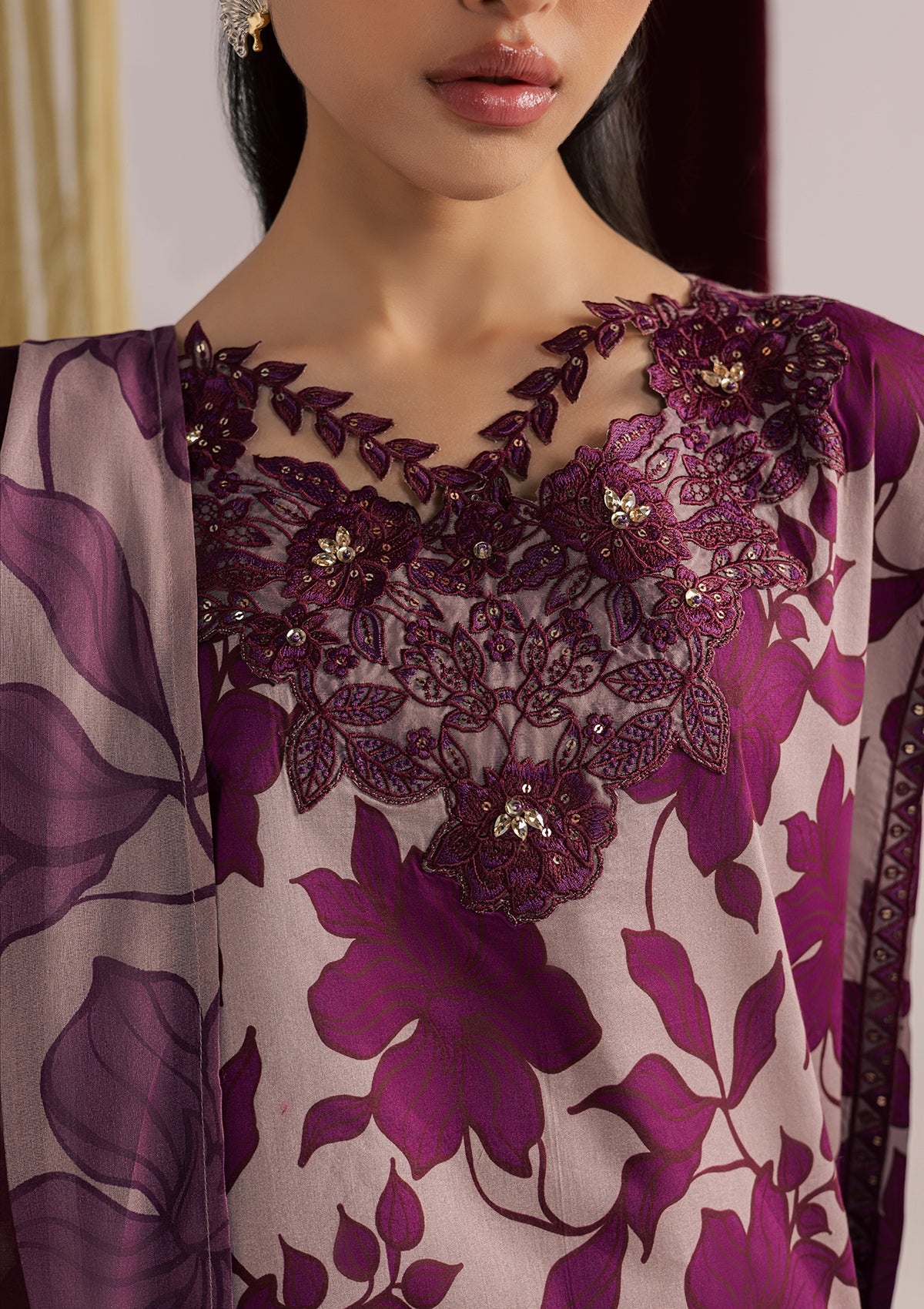 lawn Kurta Set in Purple