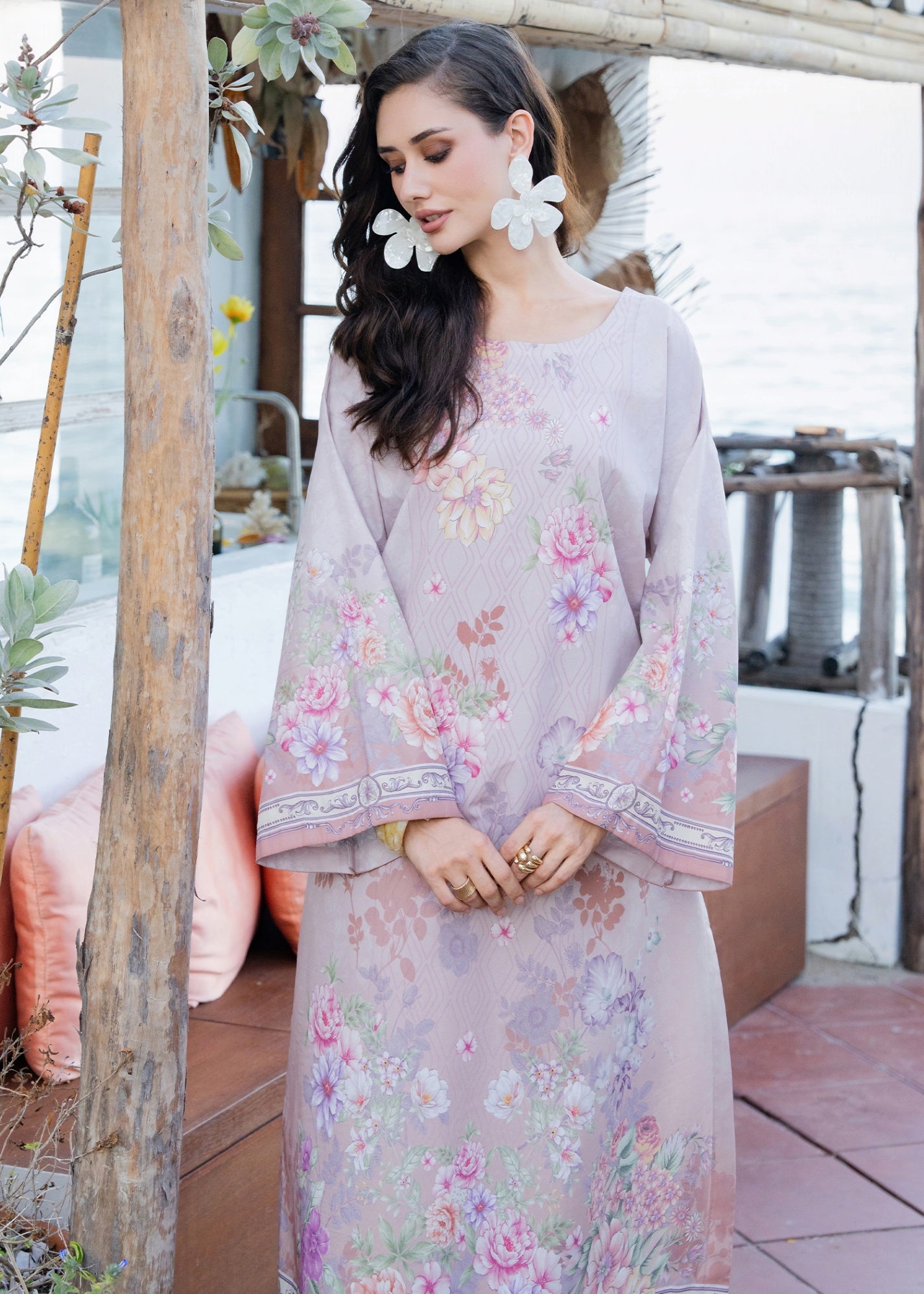 silk grip Kurta Set in Lavender