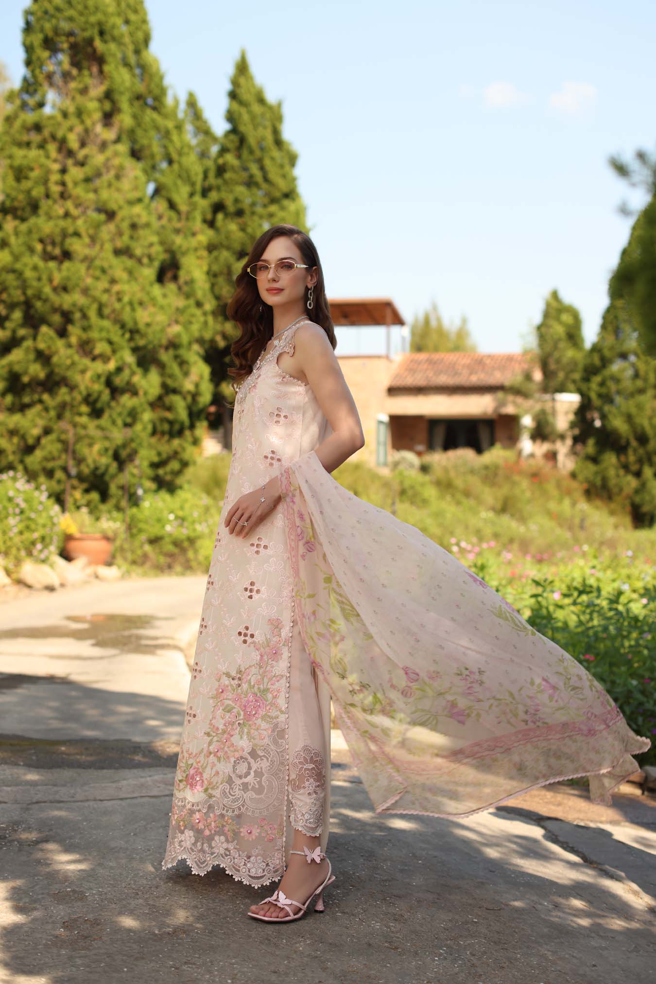 Luxury Eid Schiffli Laserkari Lawn – D7 - A - Florine