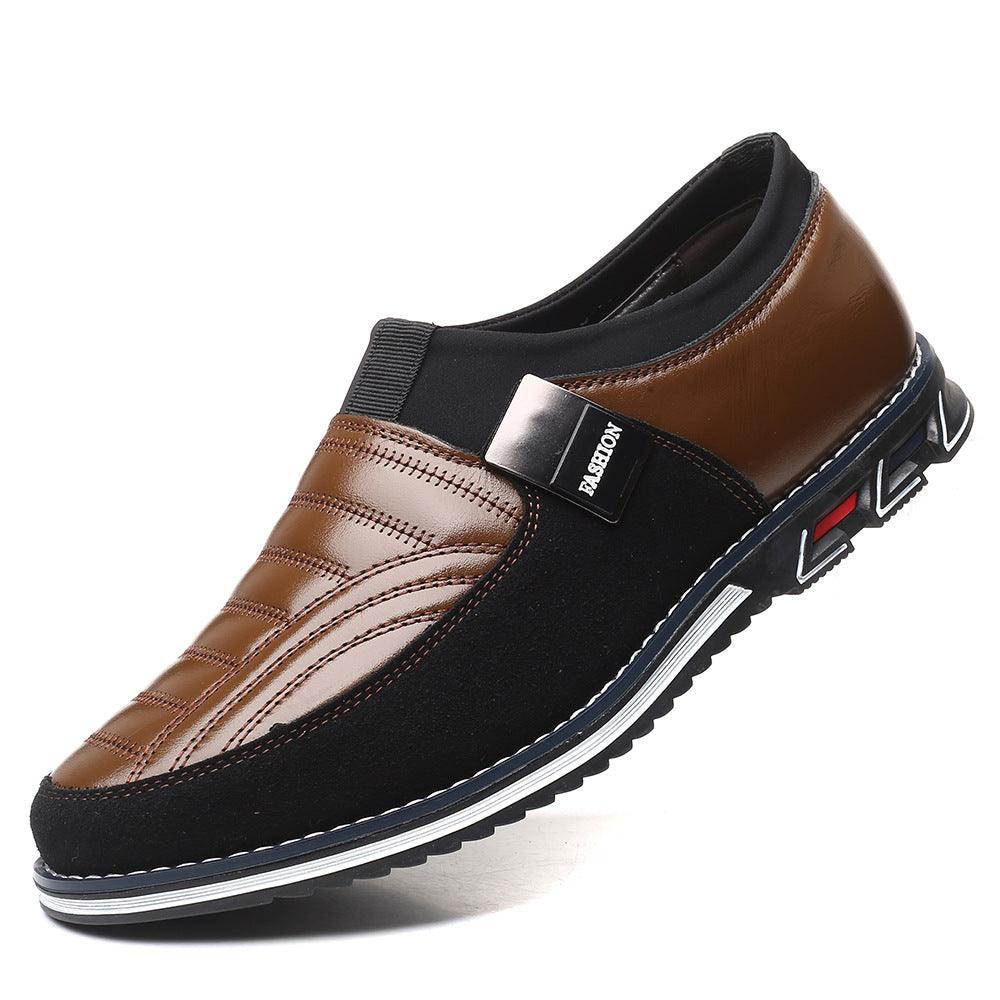 Rubber Breathable Round Toe Black Casual Microfiber Leather Shoes