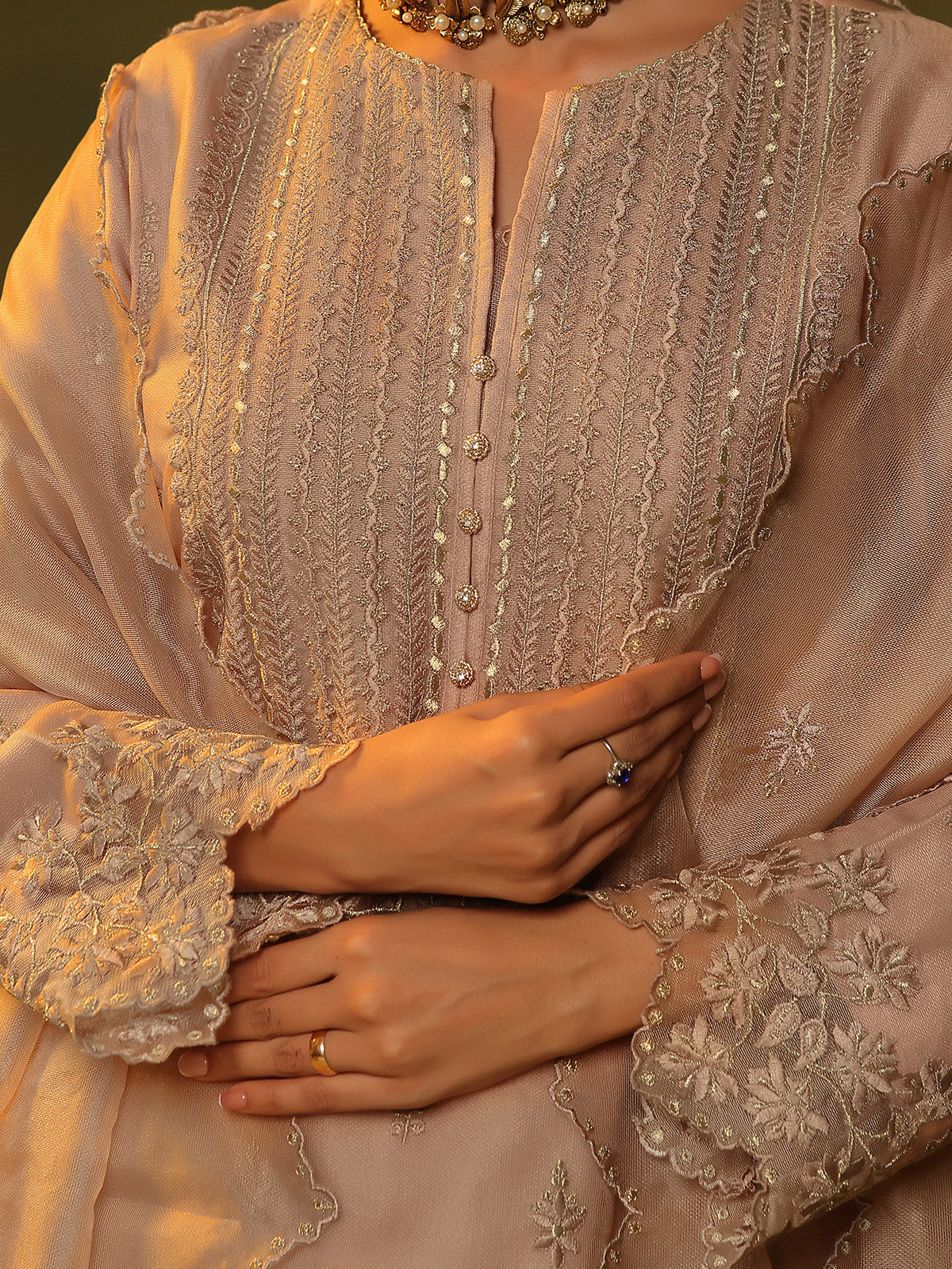 cotton Kurta Set in Peach orange