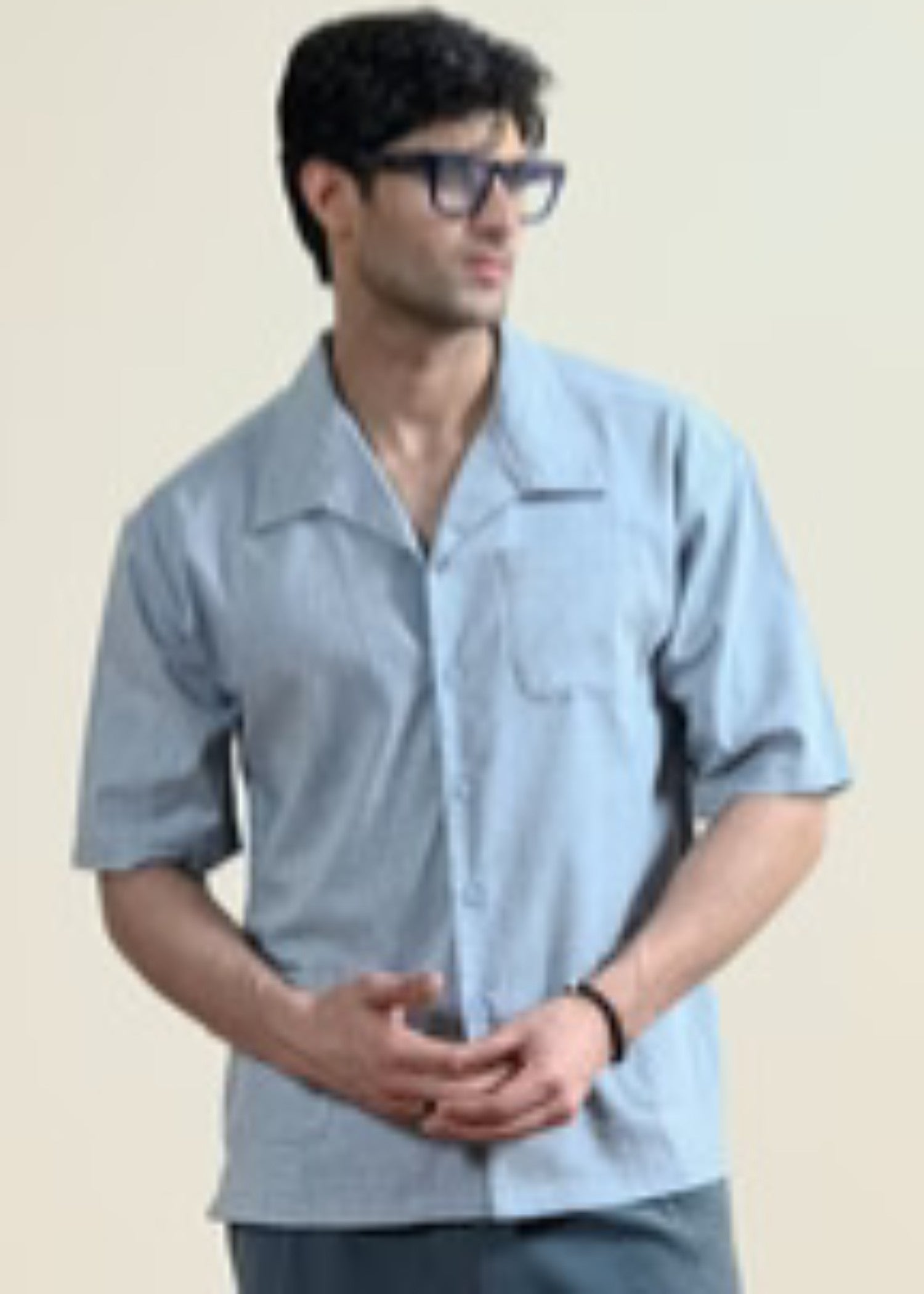 cotton Casual Shirt in Cool grey