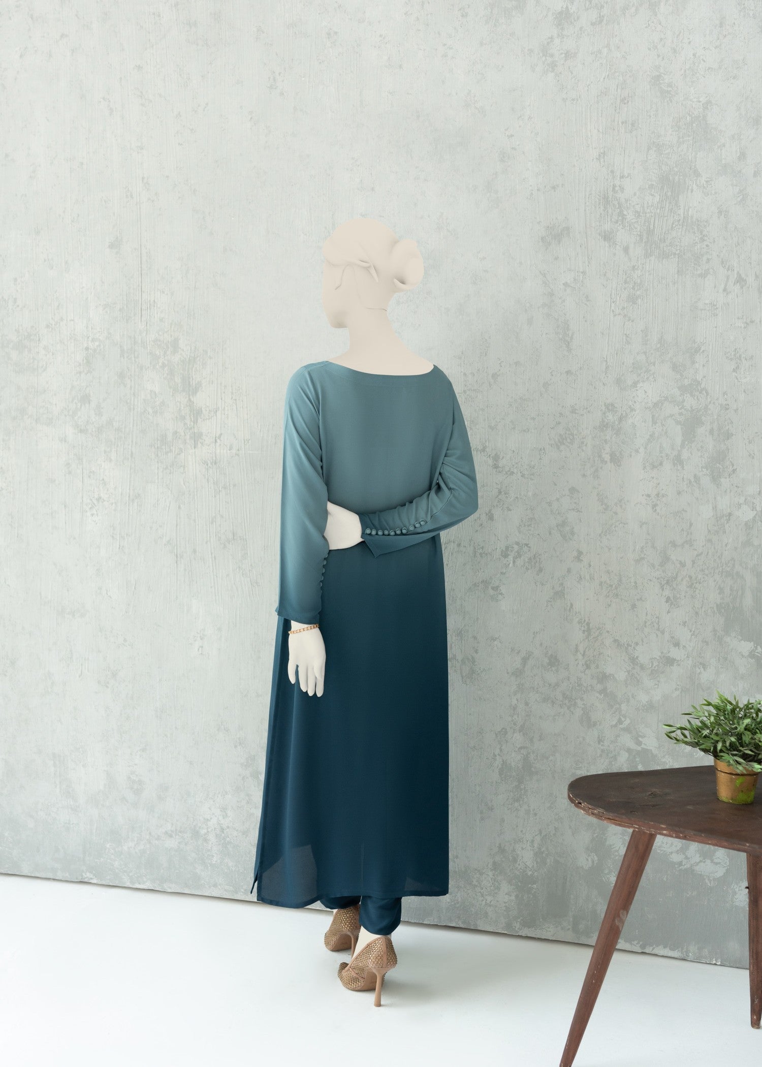 georgette Kurta Set in Teal
