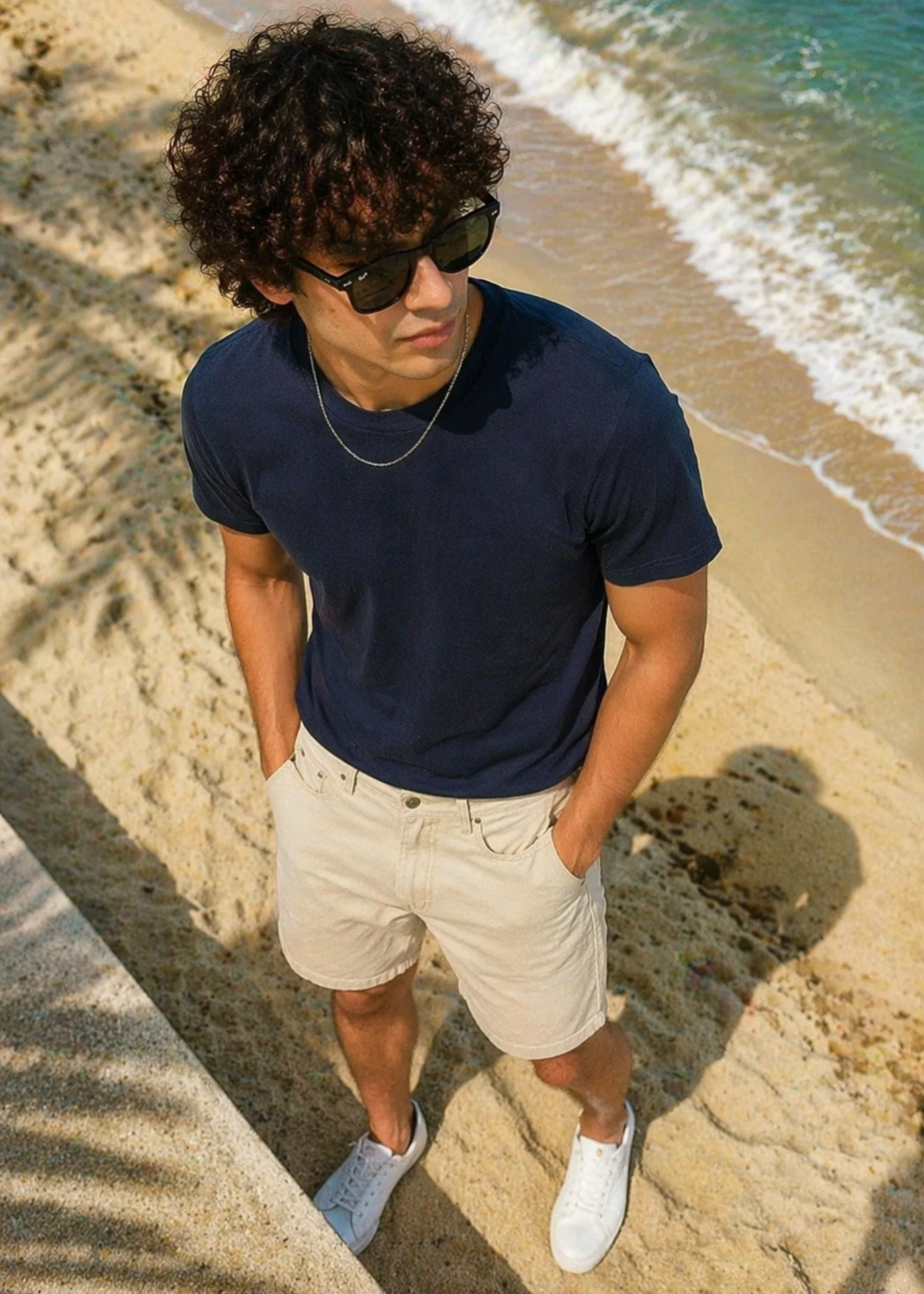 denim Shorts in Beige