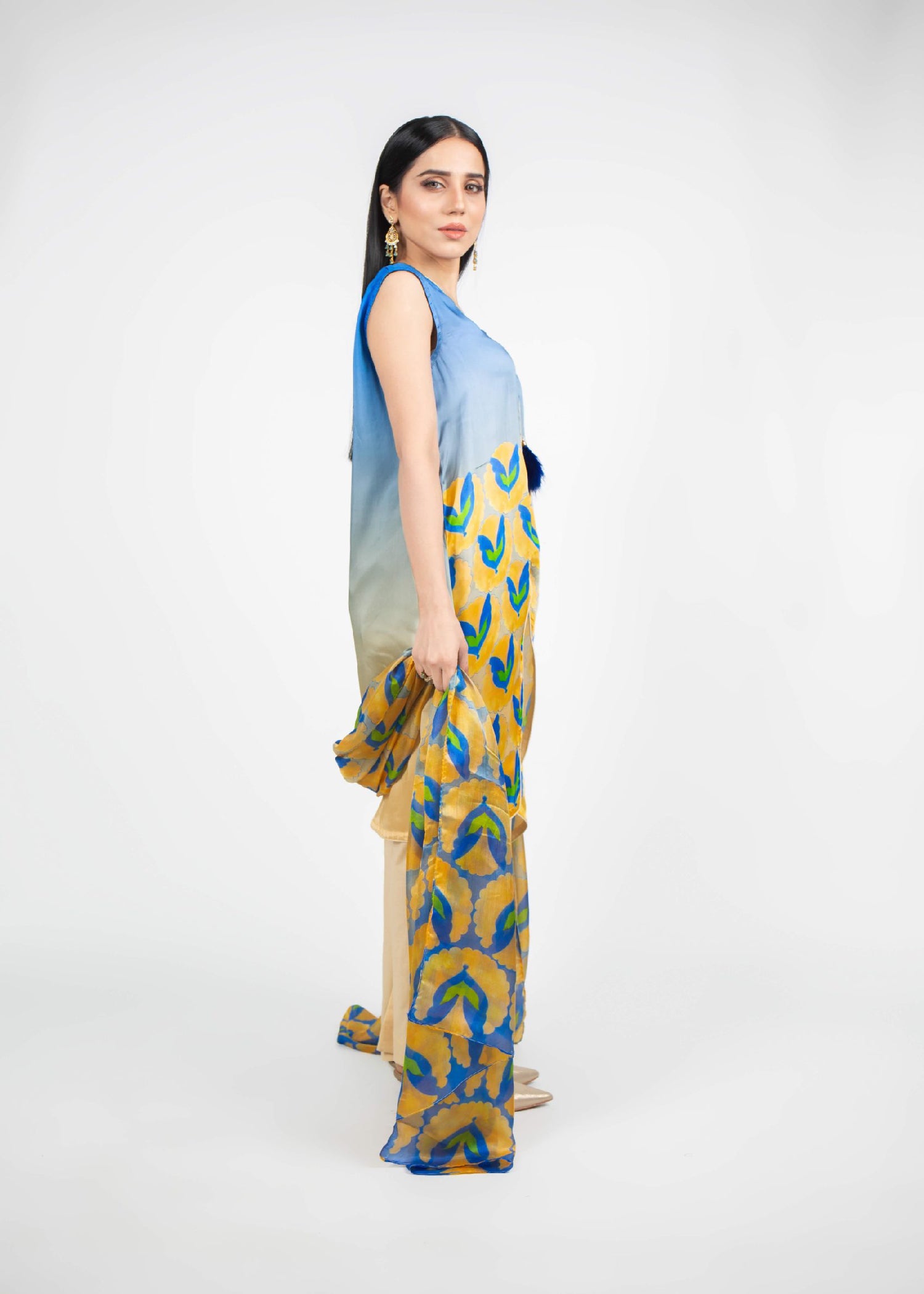 silk Short Frock in Multi