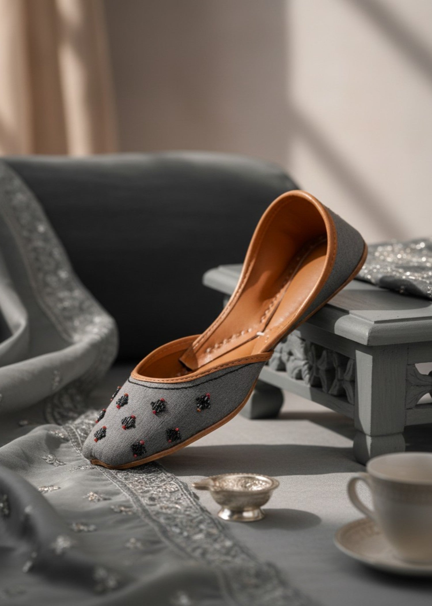 Khussa in Grey by - High Quality Women Khussa LPT0505