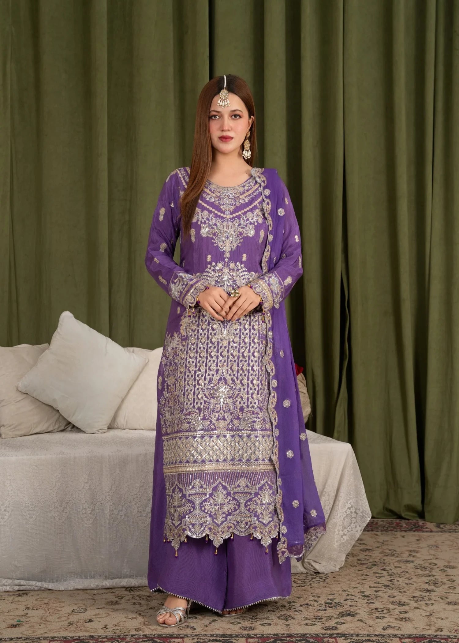 pk raw silk Kurta Set in Electric purple