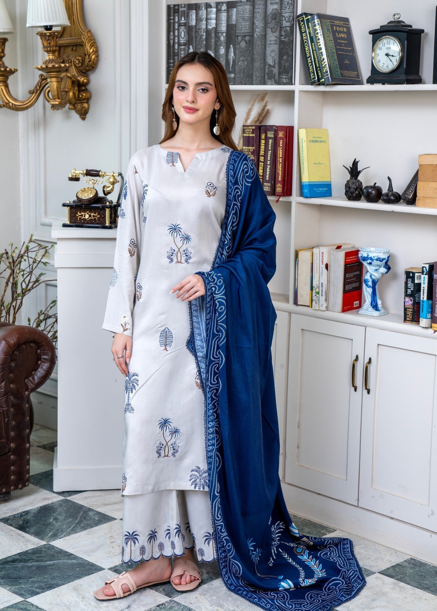 viscose Unstitched in Ivory