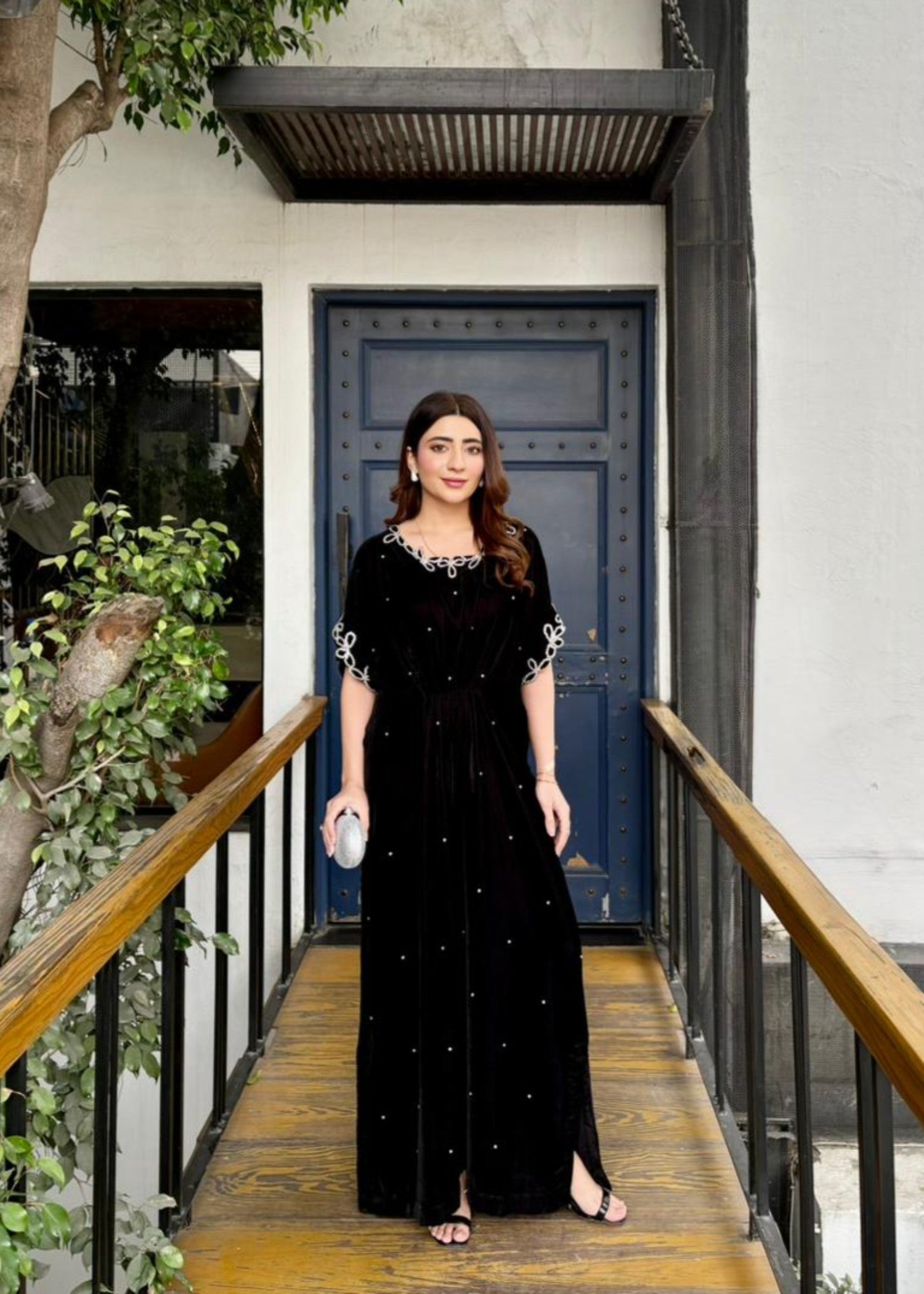 velvet Kaftan in Black