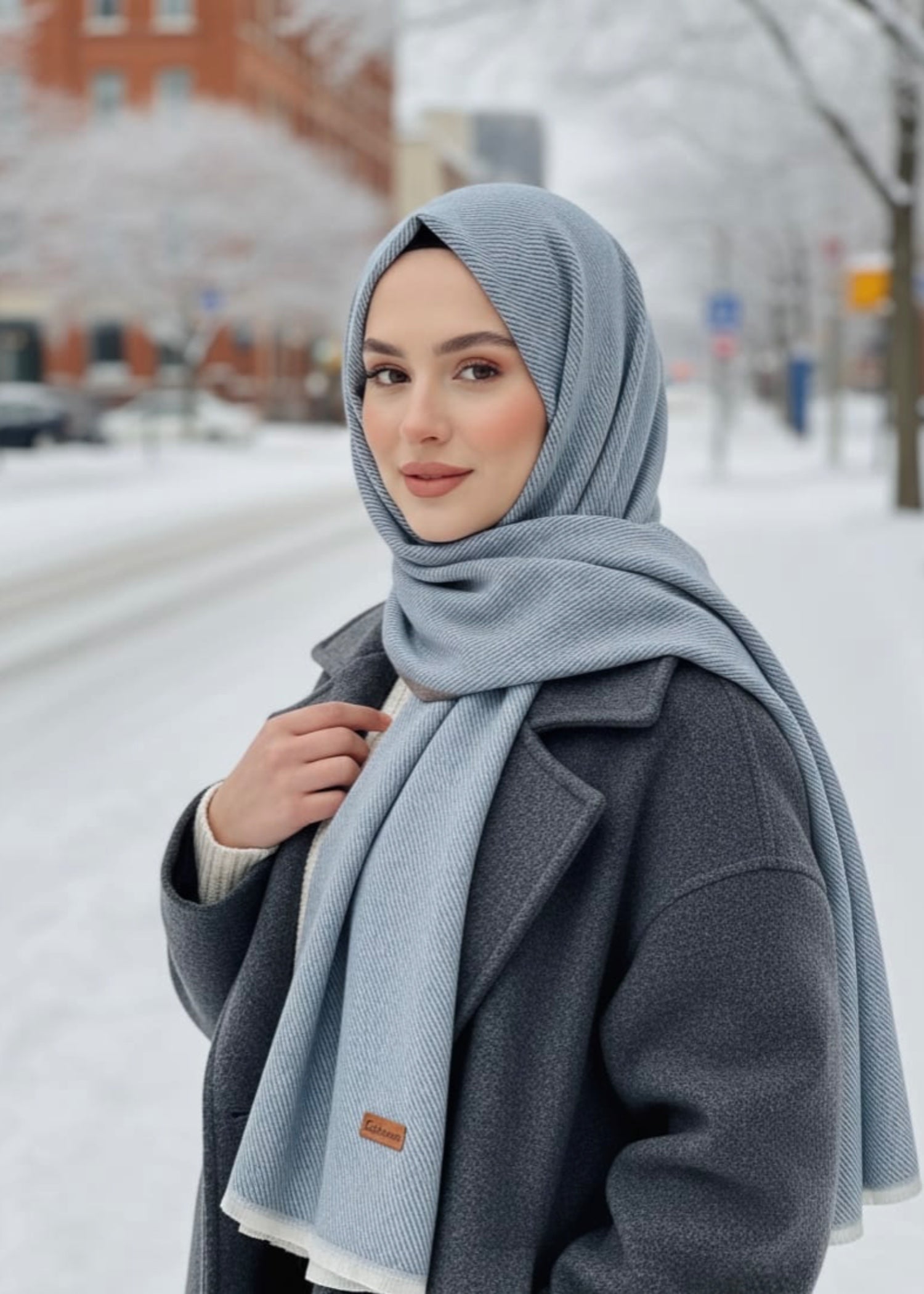 wool Hijab in Cornflower blue