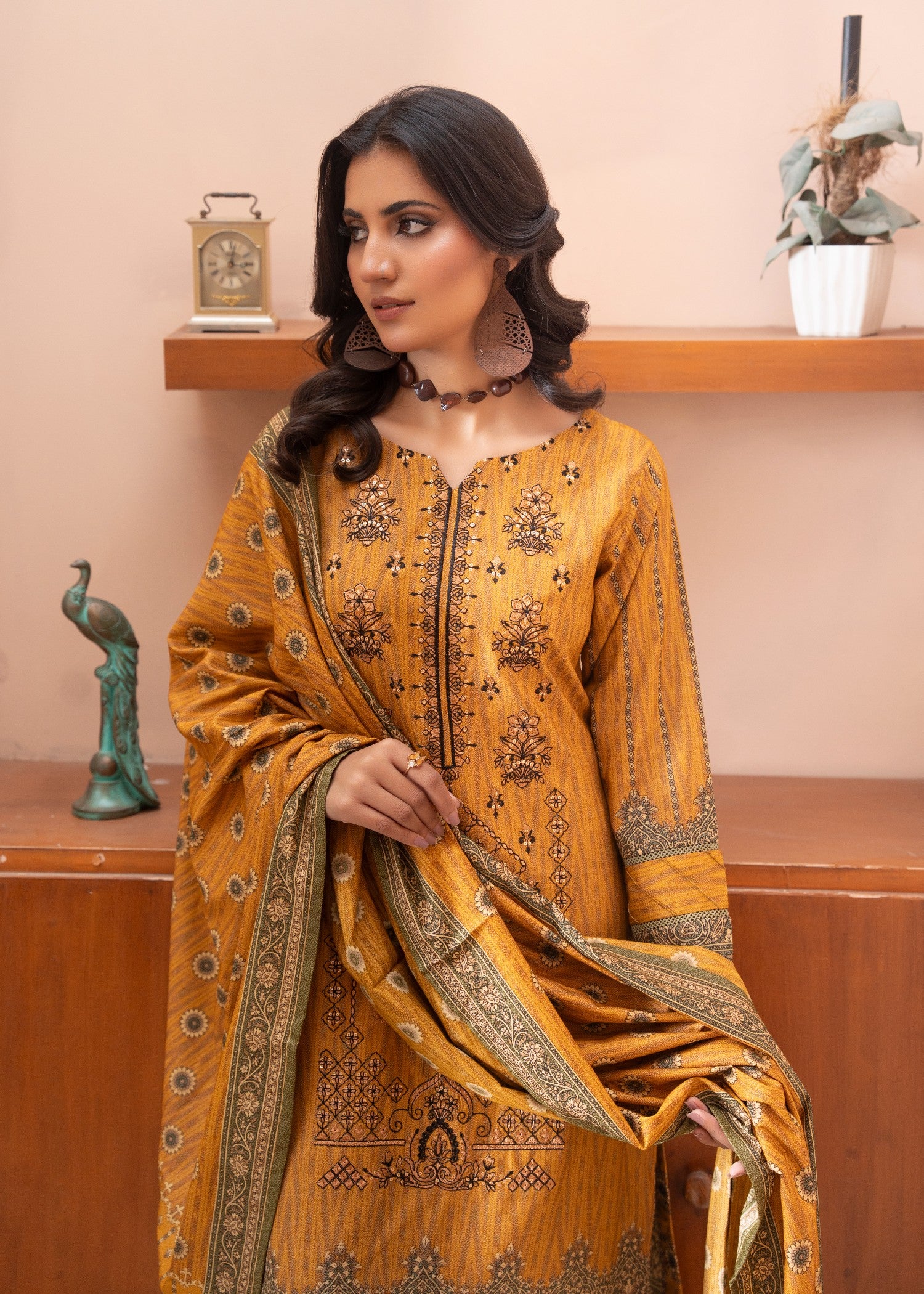 dhanak Kurta Set in Bright orange