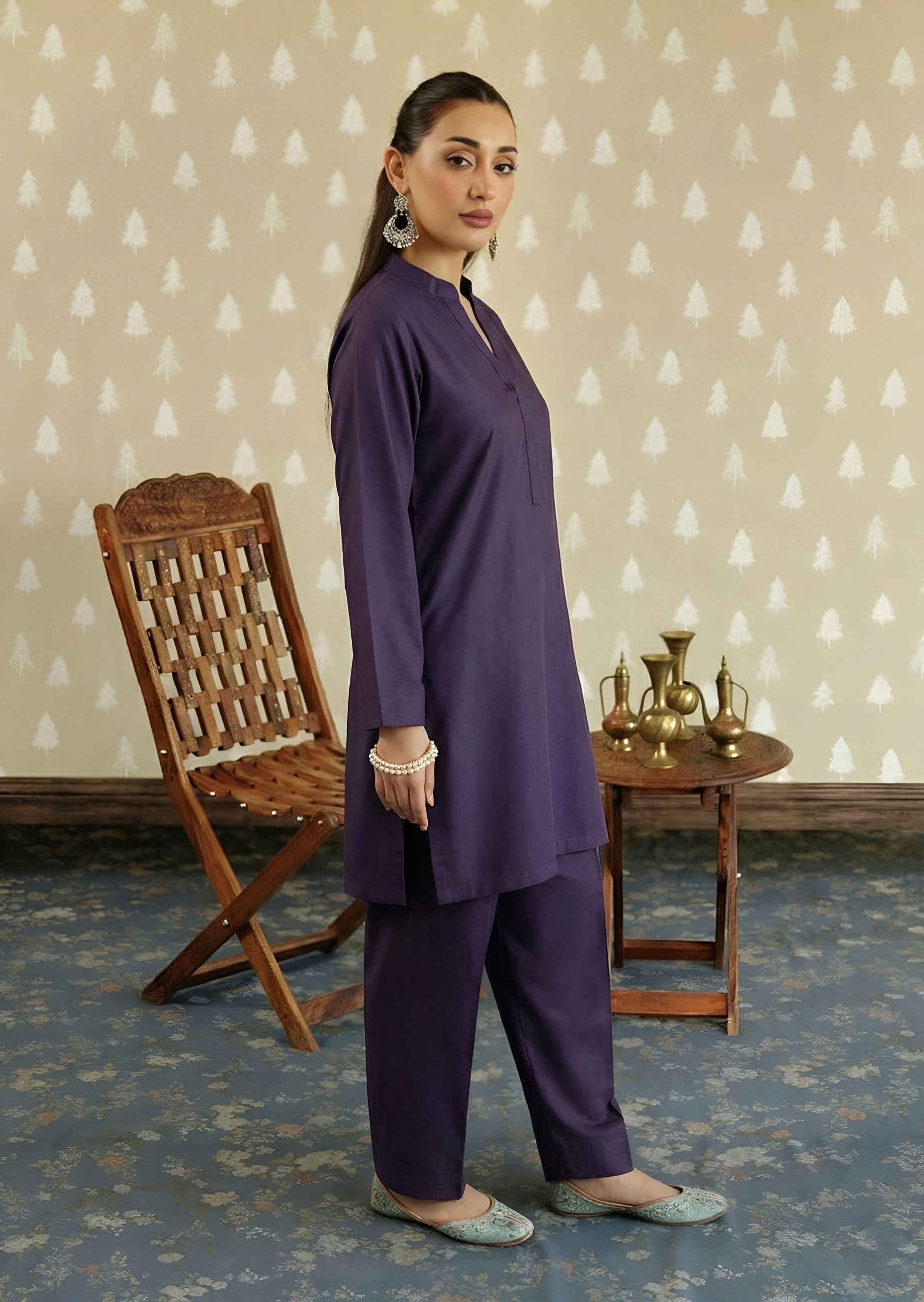 linen Co Ord Sets in Purple heart