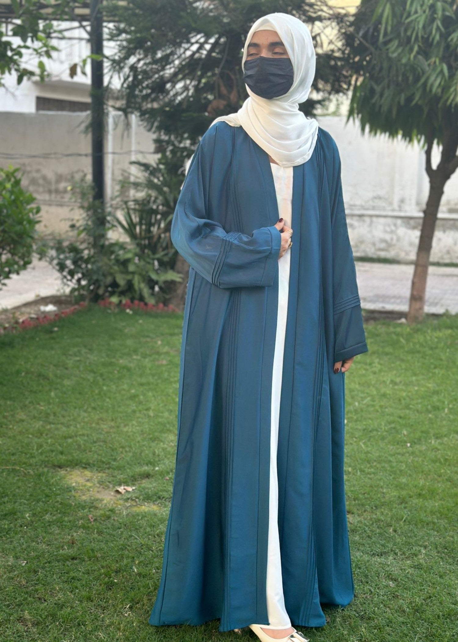 thai silk Abaya in Sea green