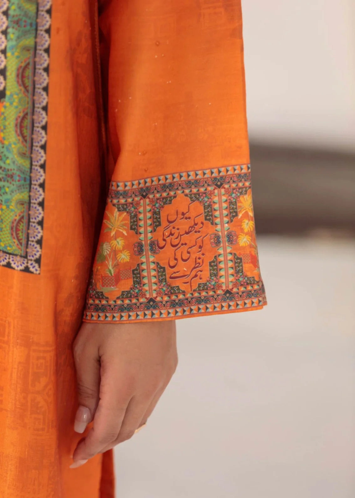 viscose raw silk Kurta Set in Ochre orange