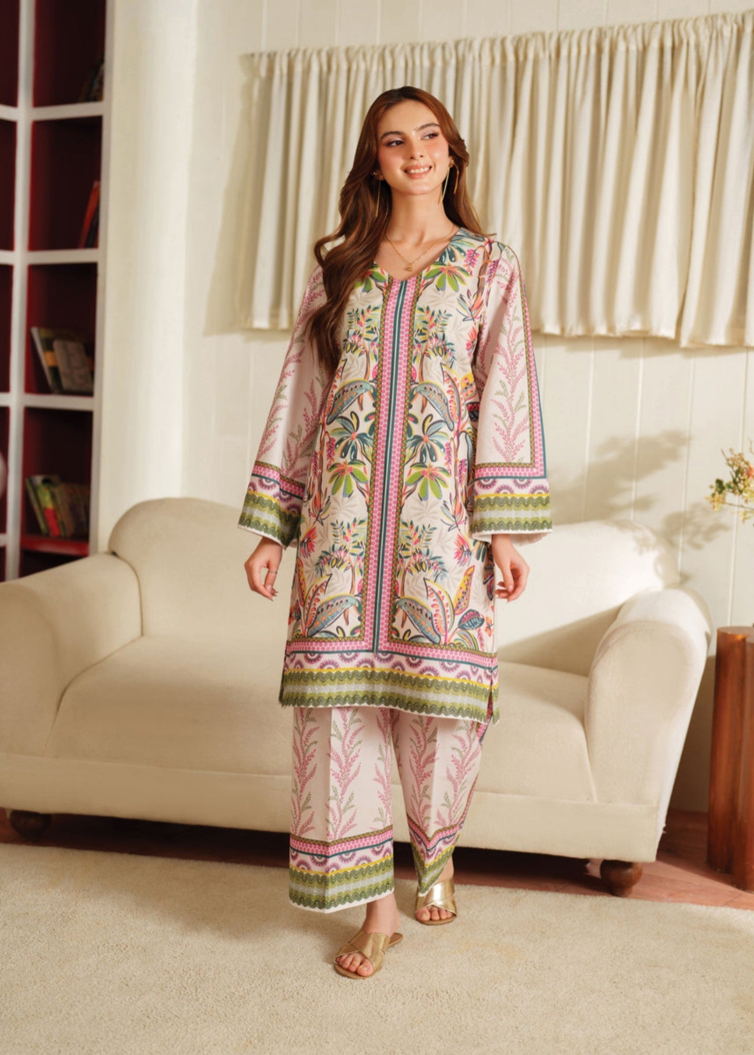 poly lawn Co Ord Sets in Pink