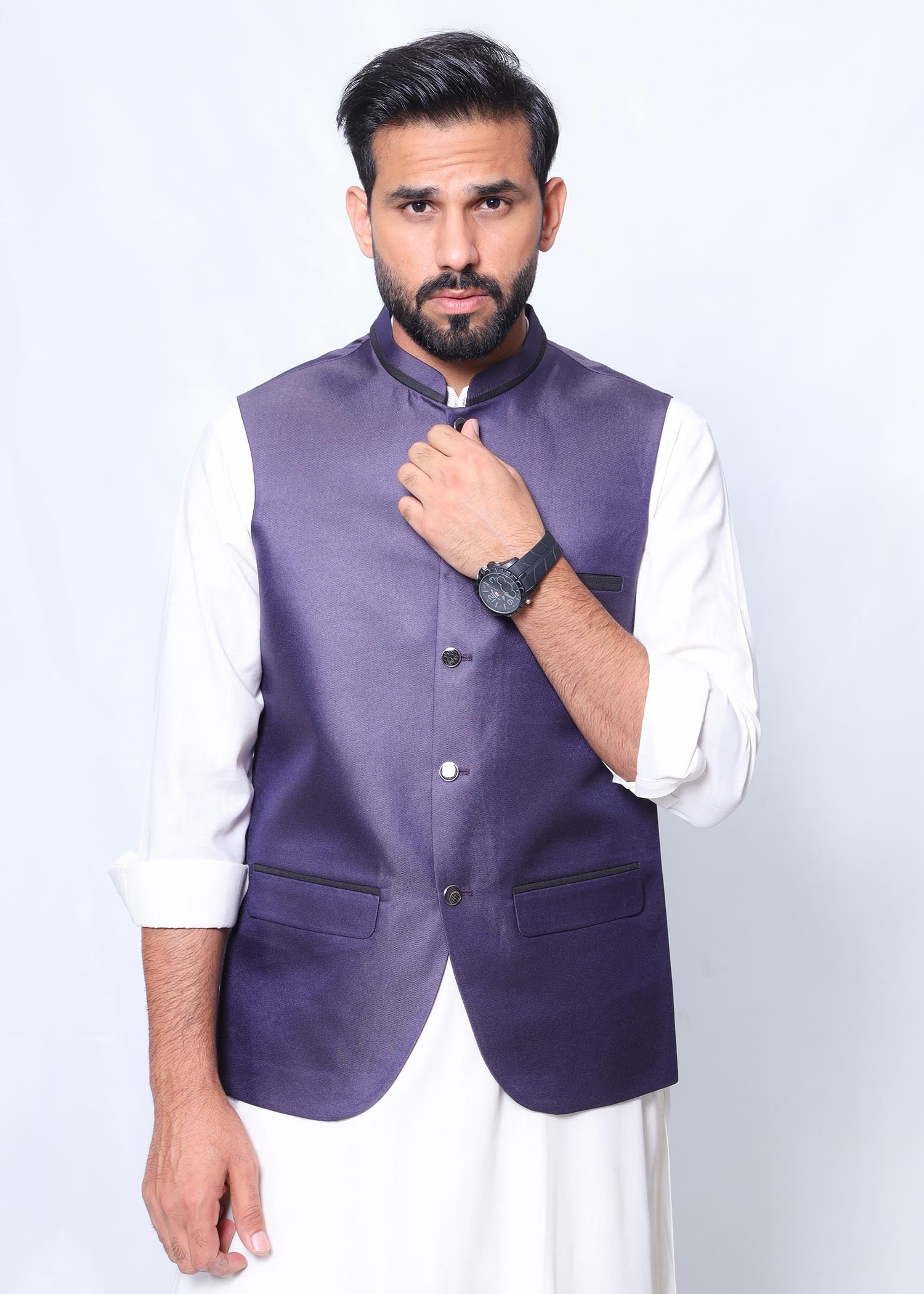 silk Waistcoat in Purple heart