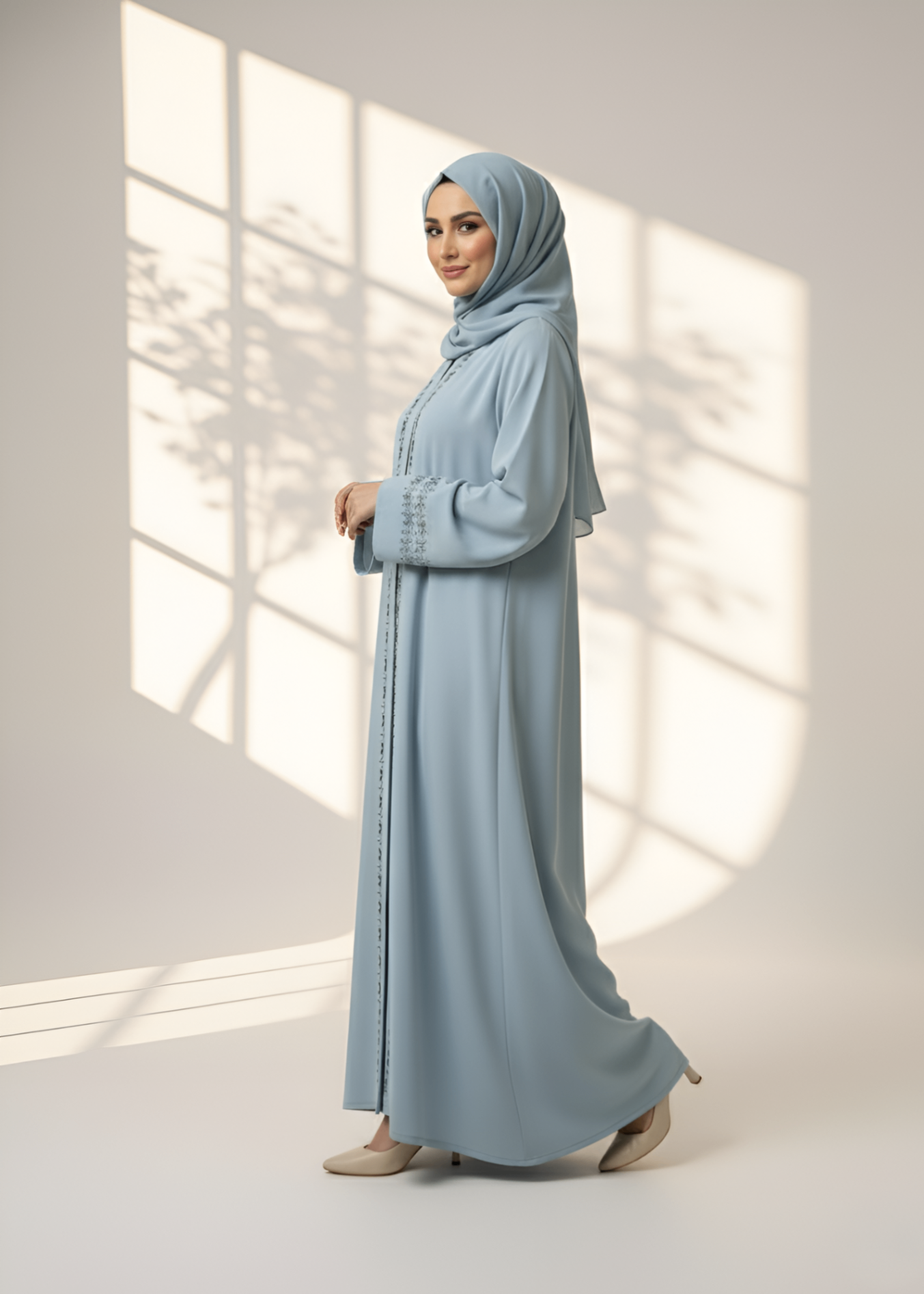 nidha Abaya in Ice blue