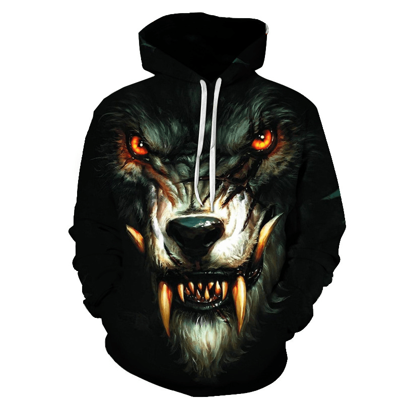 Fast Sell Foreign Trade Fox Wolf 3D Digital Printing Trend Men''S Sweater Manufacturers Direct Support to Map Customization